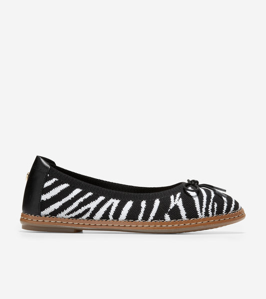 ColeHaan-Cloudfeel All-Day Ballet Flat-w21978-Zebra Print Knit