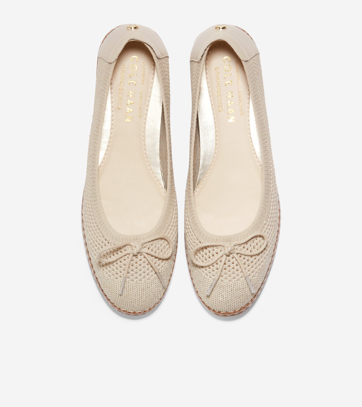 ColeHaan-Cloudfeel All-Day Ballet Flat-w21979-Cement Knit-Gold