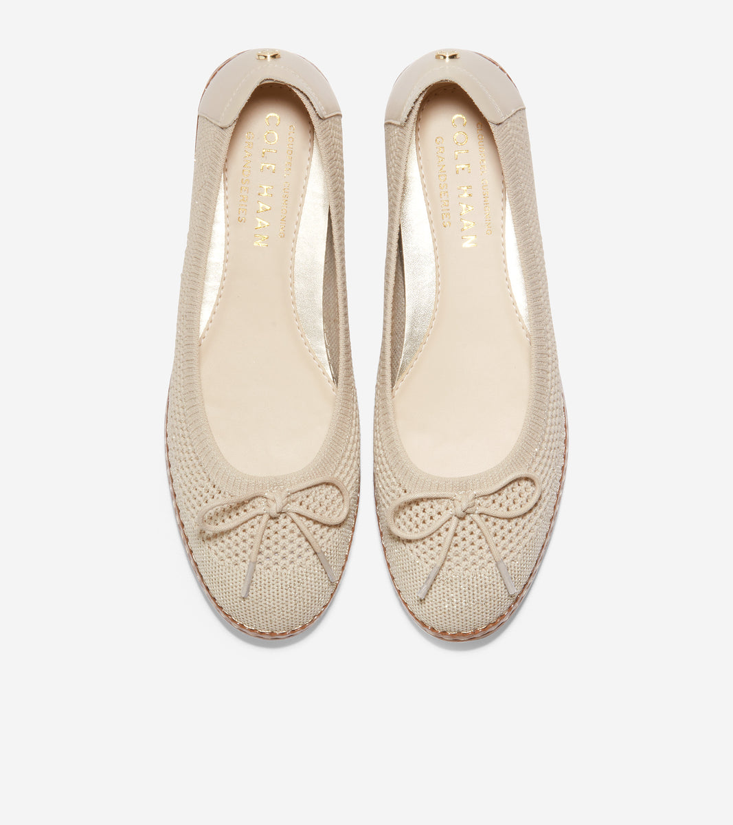 ColeHaan-Cloudfeel All-Day Ballet Flat-w21979-Cement Knit-Gold