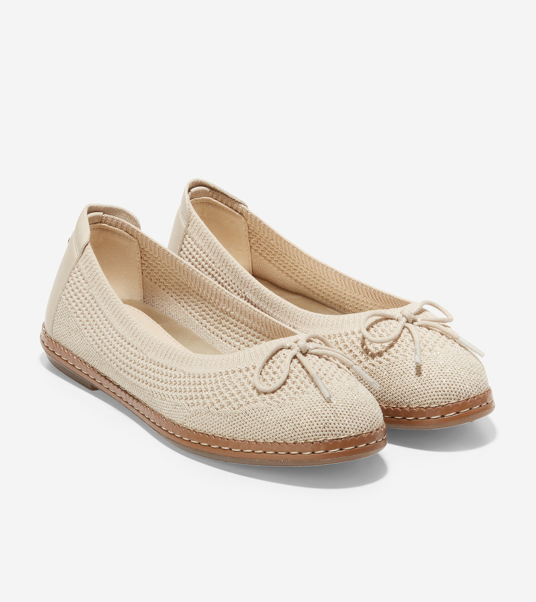 ColeHaan-Cloudfeel All-Day Ballet Flat-w21979-Cement Knit-Gold