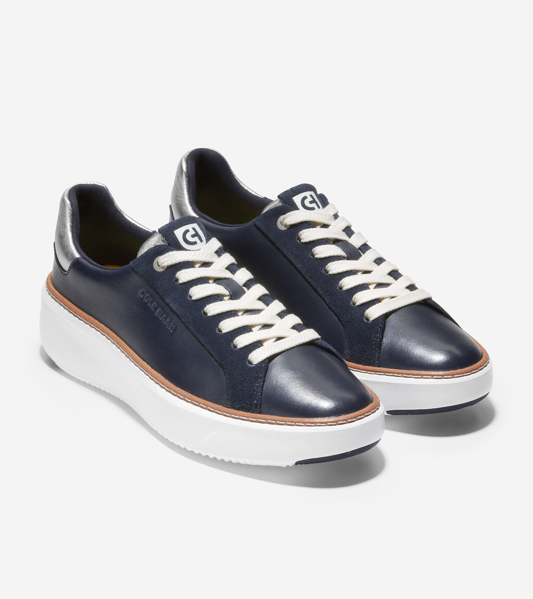 ColeHaan-GrandPrø Topspin Sneaker-w22715-Navy Ink-Argento