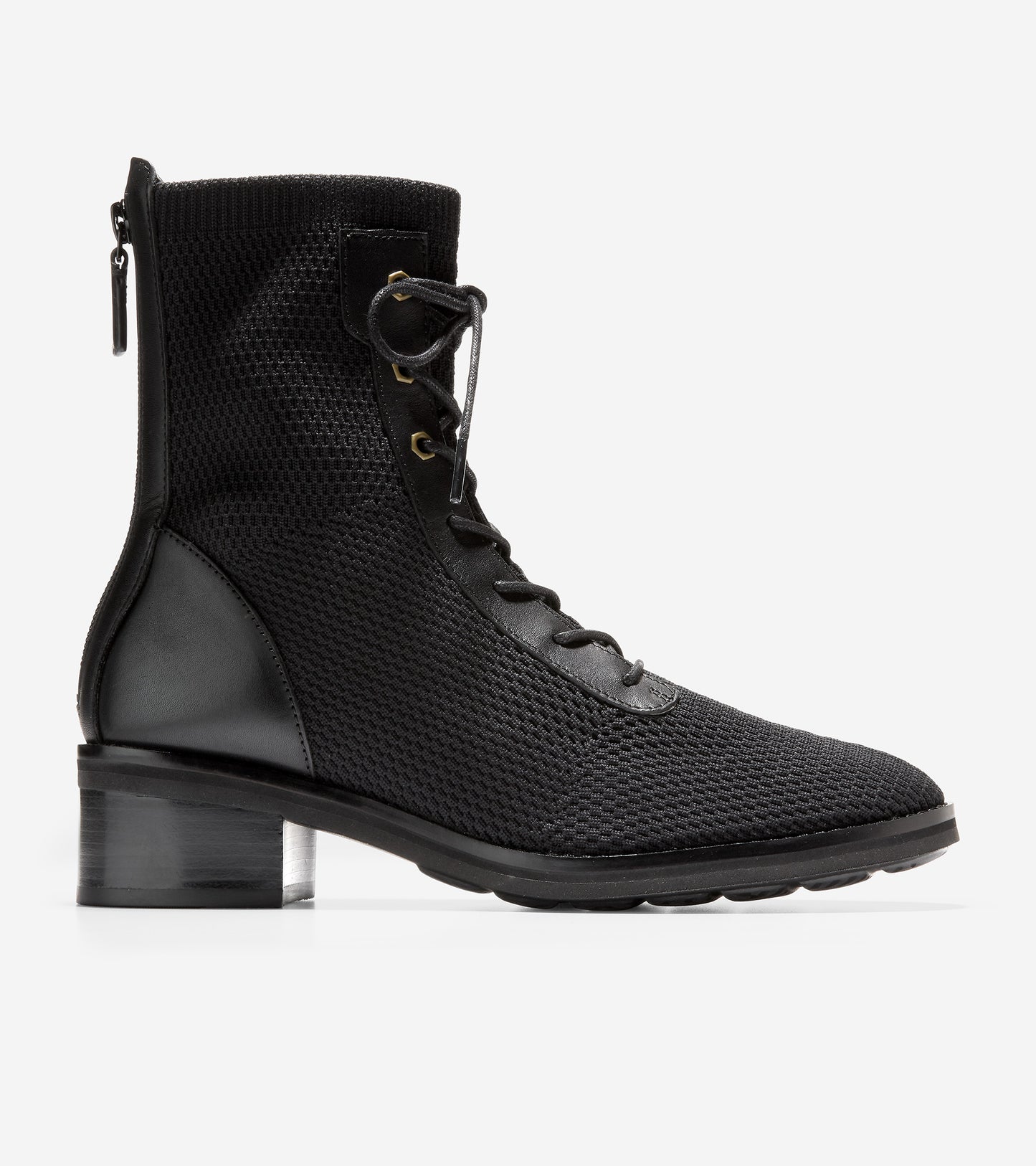 ColeHaan-Piedmont Combat Bootie-w24536-Black Stitchlite™