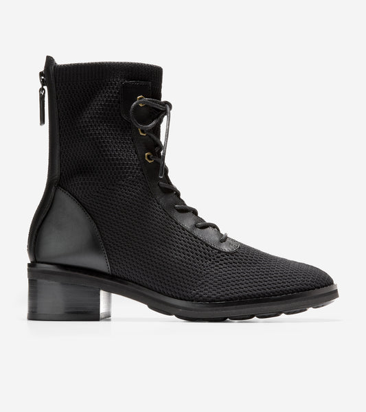 ColeHaan-Piedmont Combat Bootie-w24536-Black Stitchlite™