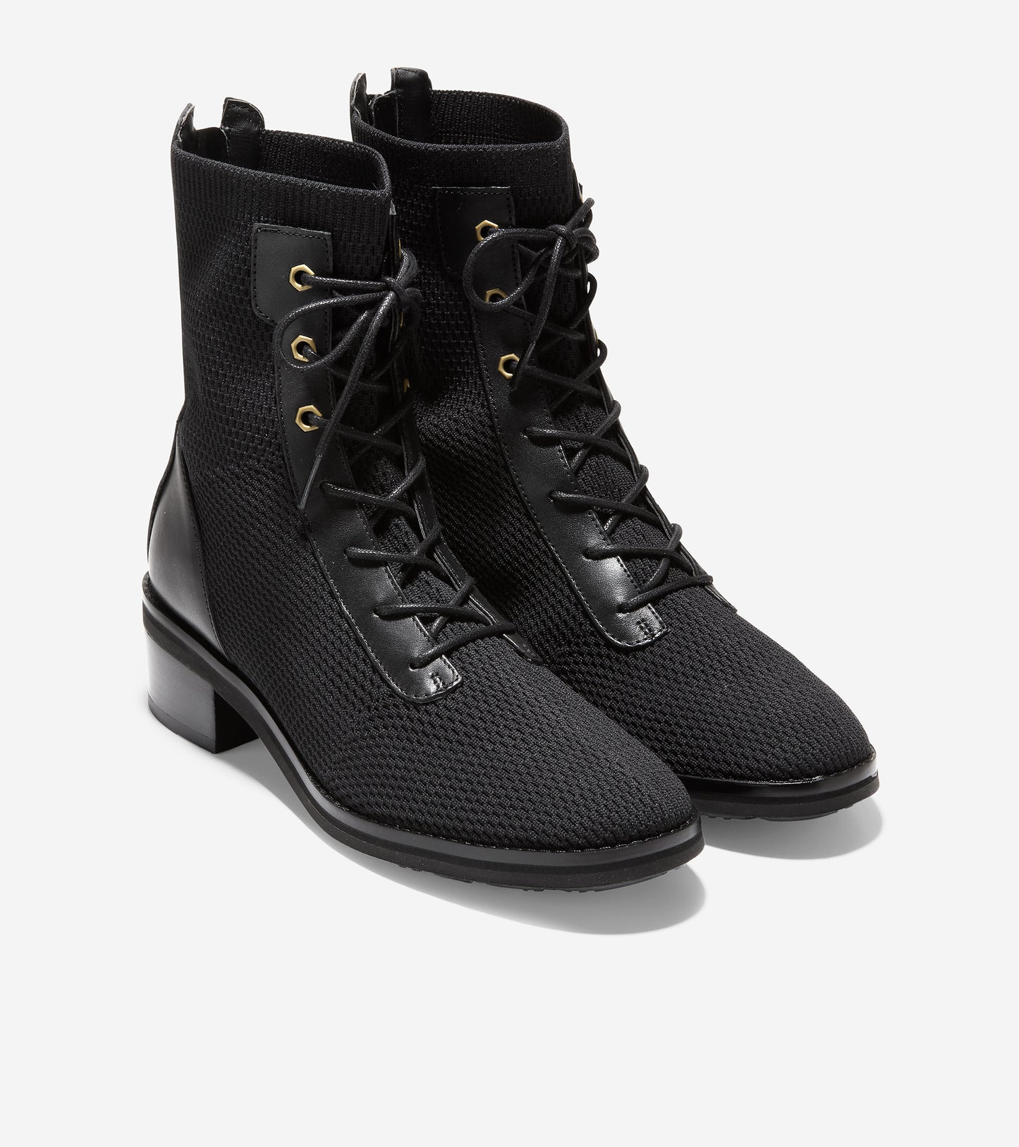 ColeHaan-Piedmont Combat Bootie-w24536-Black Stitchlite™