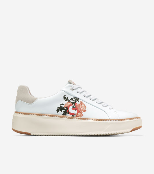 w25856-GrandPrø Topspin Sneaker-White-Ivory-Floral Print