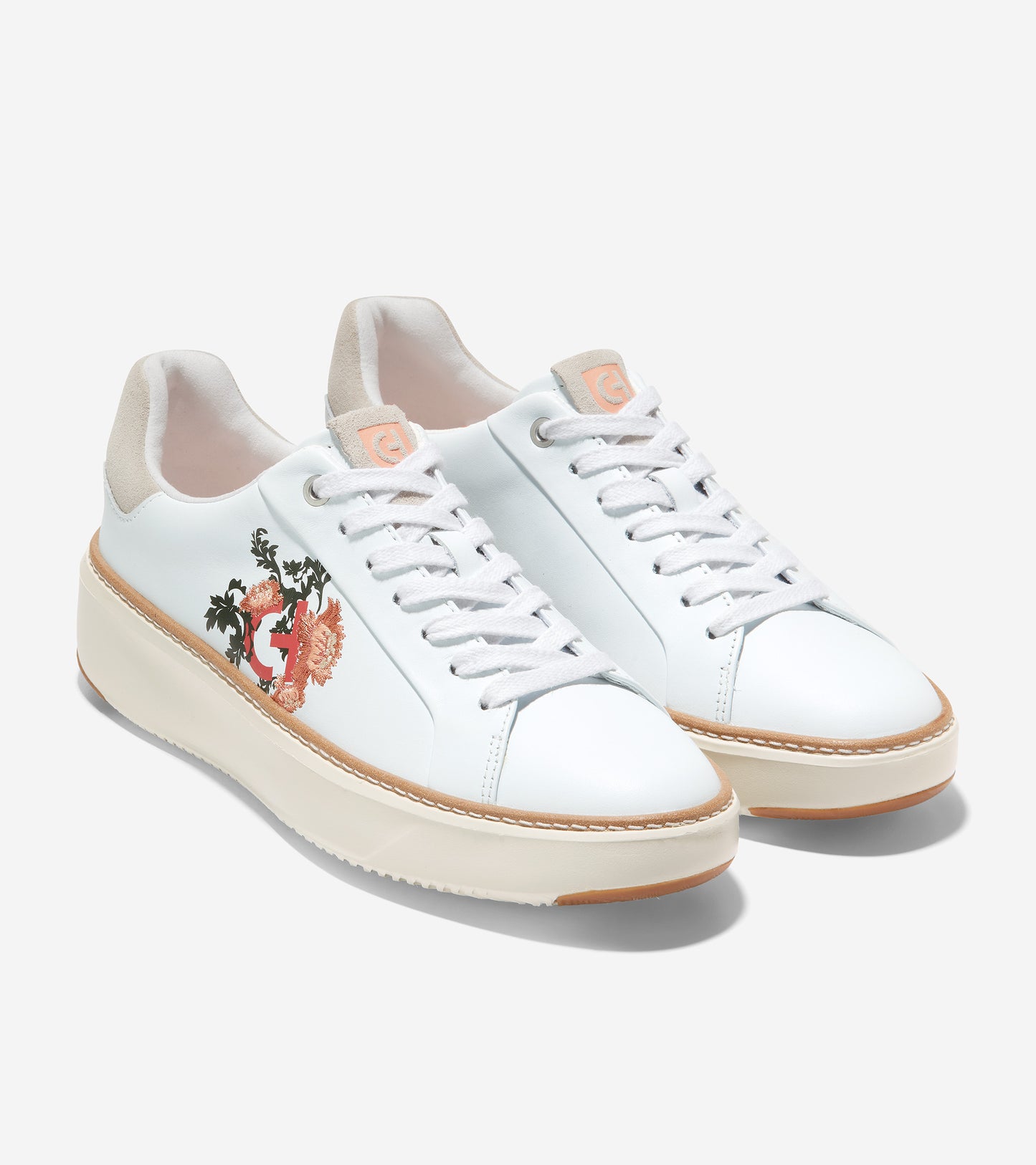 w25856-GrandPrø Topspin Sneaker-White-Ivory-Floral Print
