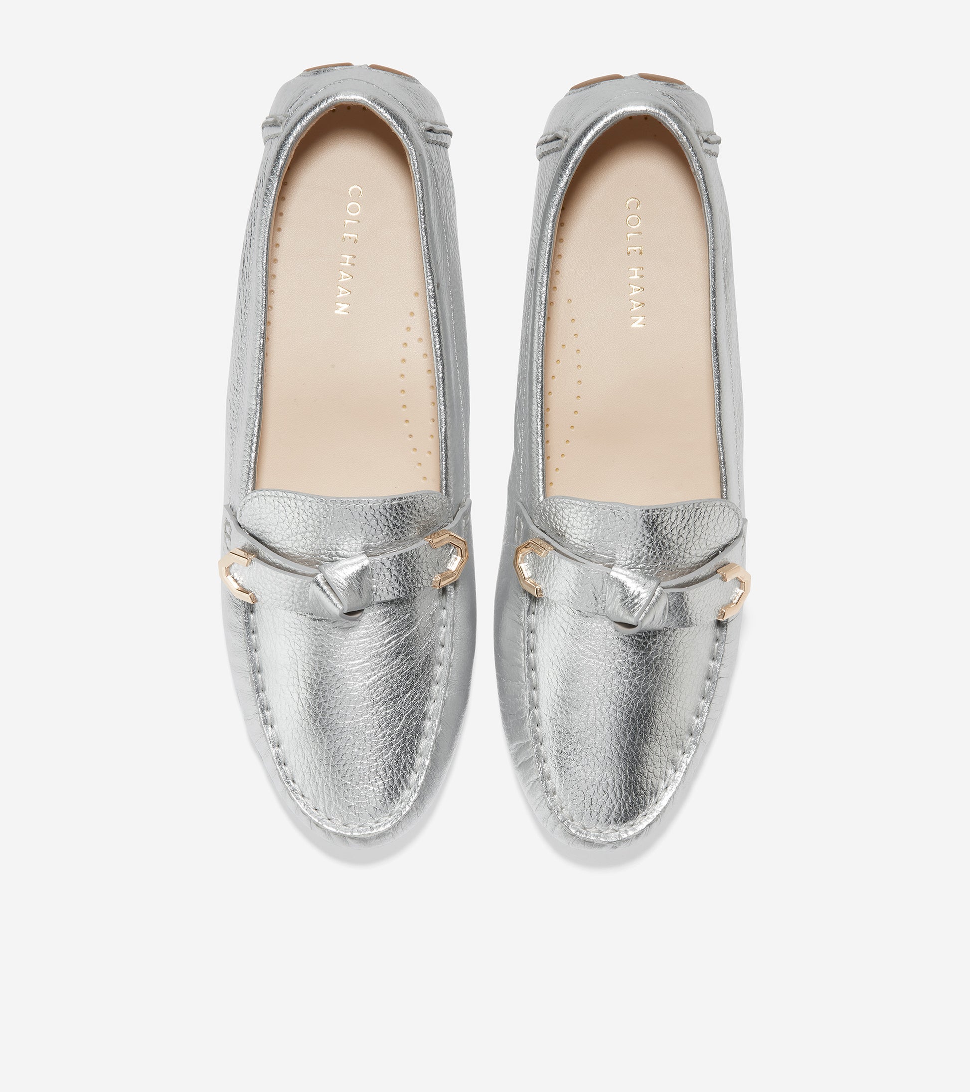 w26007-Evelyn Bow Driver-Silver Leather