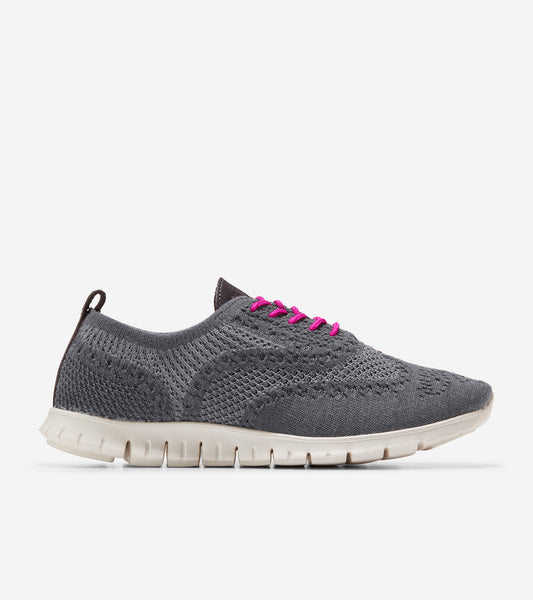 w26138-ZERØGRAND Wingtip Oxford-Quiet Shade/Ch Dk Pavement Knit/Egret