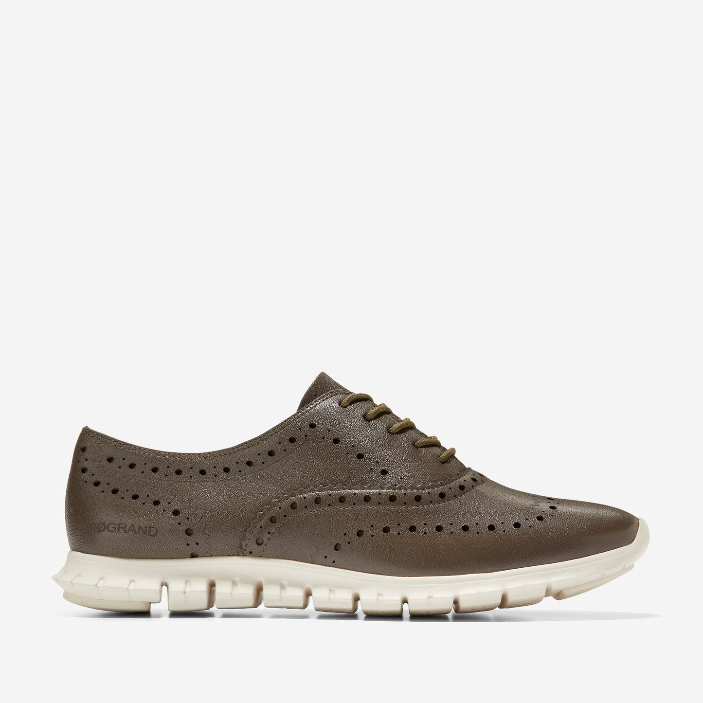 W26533-ZERØGRAND Wingtip Oxford-Stone Grey Leather-Ivory