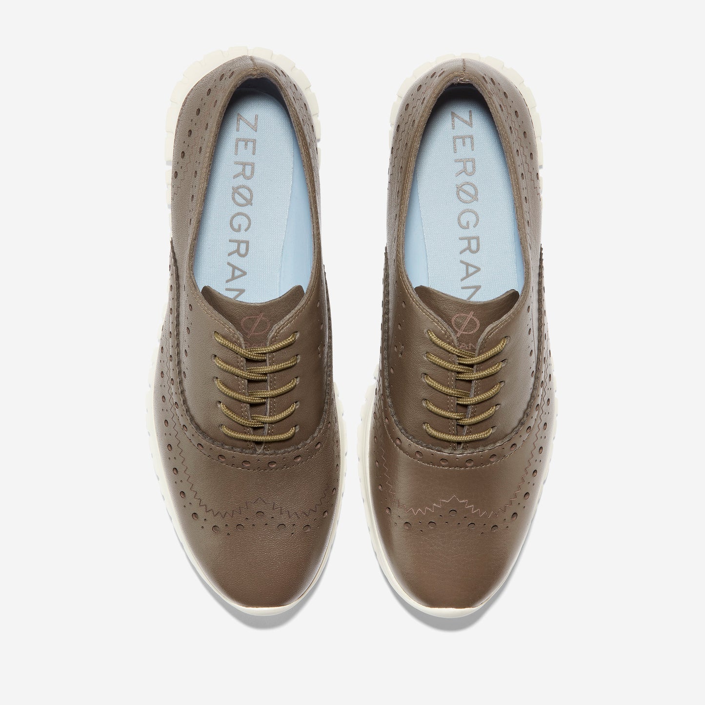 W26533-ZERØGRAND Wingtip Oxford-Stone Grey Leather-Ivory