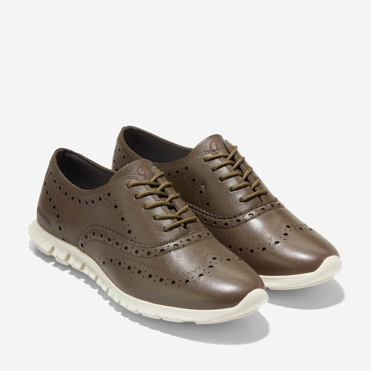 W26533-ZERØGRAND Wingtip Oxford-Stone Grey Leather-Ivory