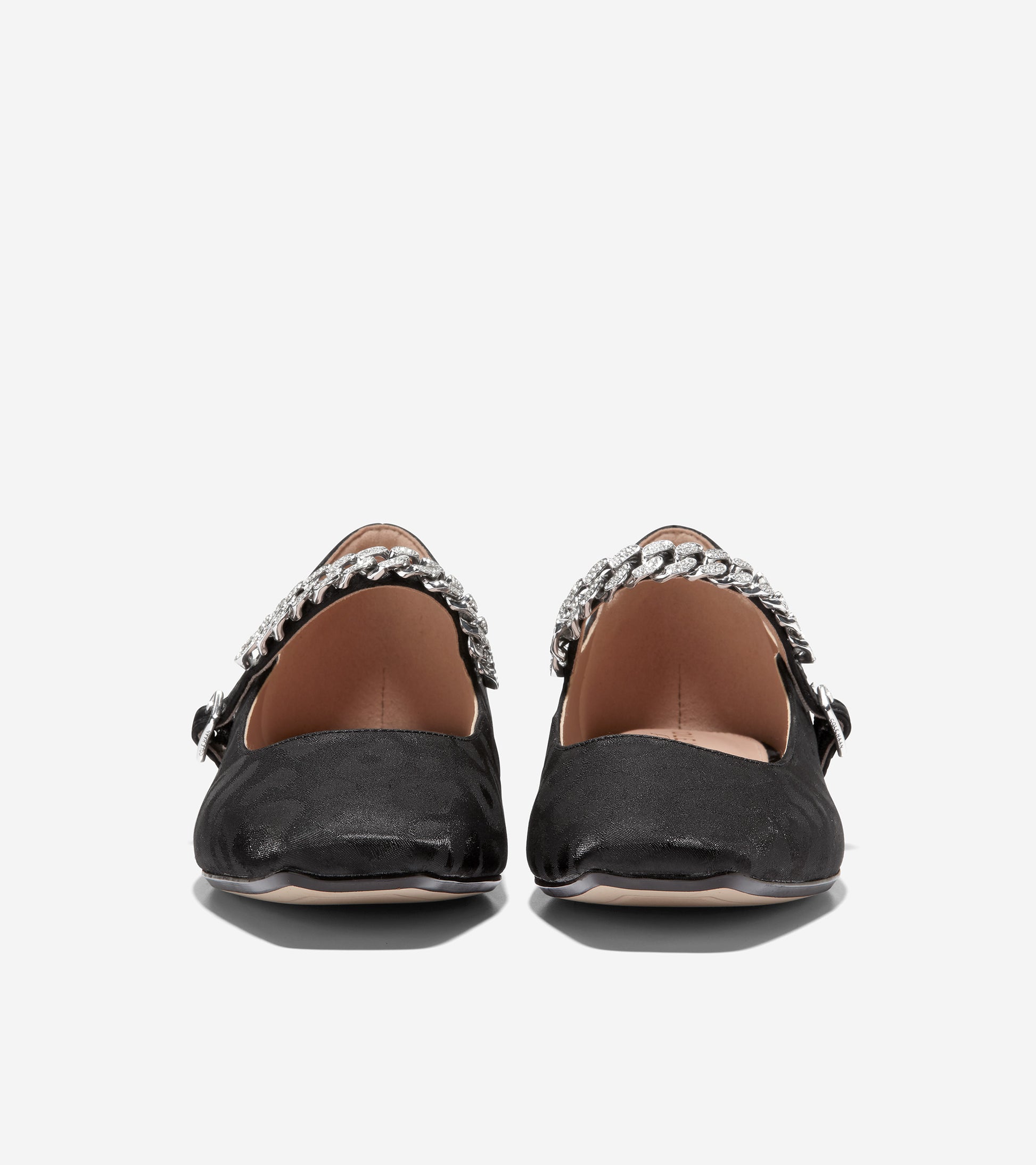 W27279-Women's Bridge MaryJane Ballet-Black Leopard Print Satin