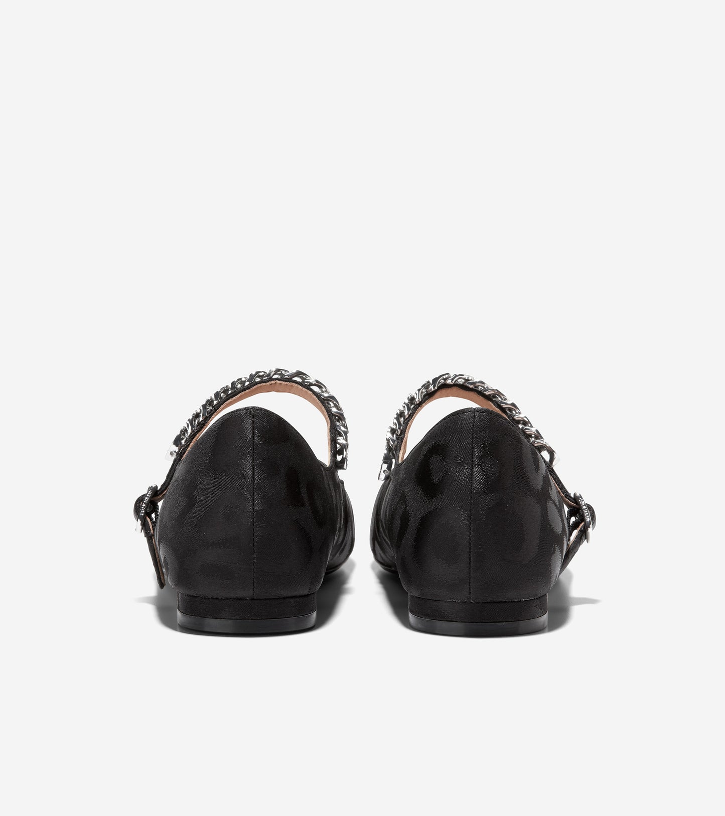 W27279-Women's Bridge MaryJane Ballet-Black Leopard Print Satin