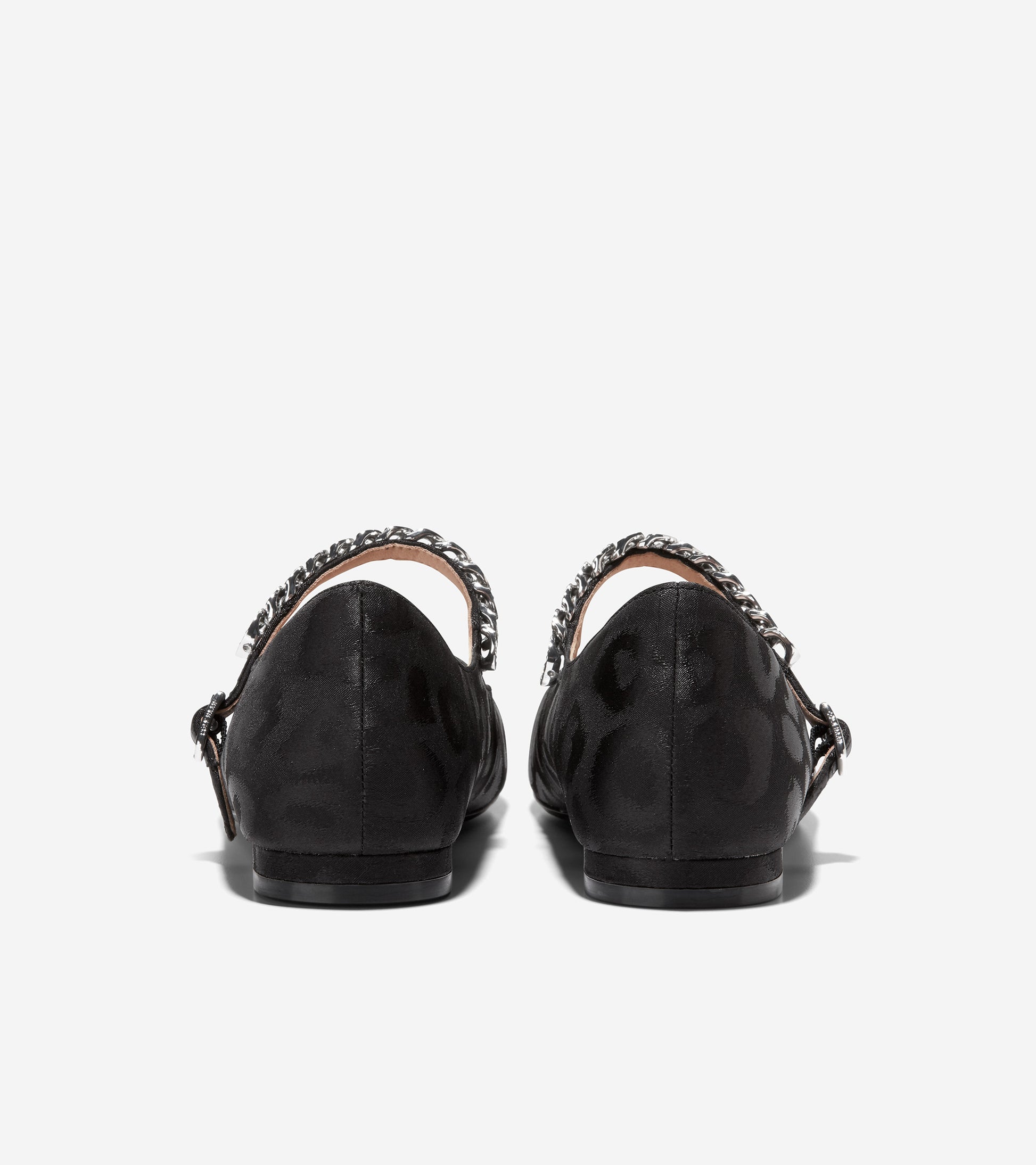 W27279-Women's Bridge MaryJane Ballet-Black Leopard Print Satin