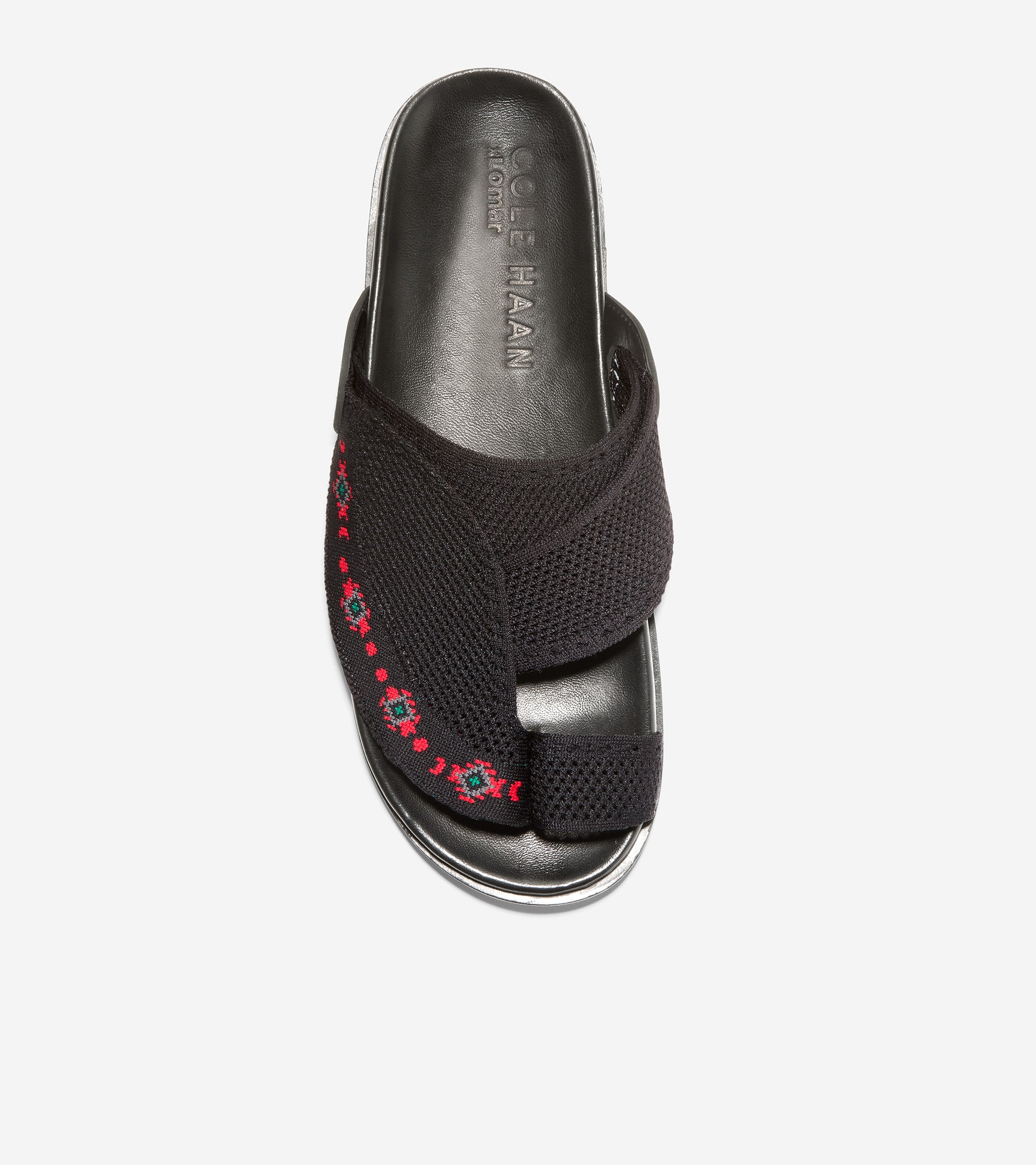ColeHaan-Feathercraft Toe Strap Sandal -c32493-Black-Red