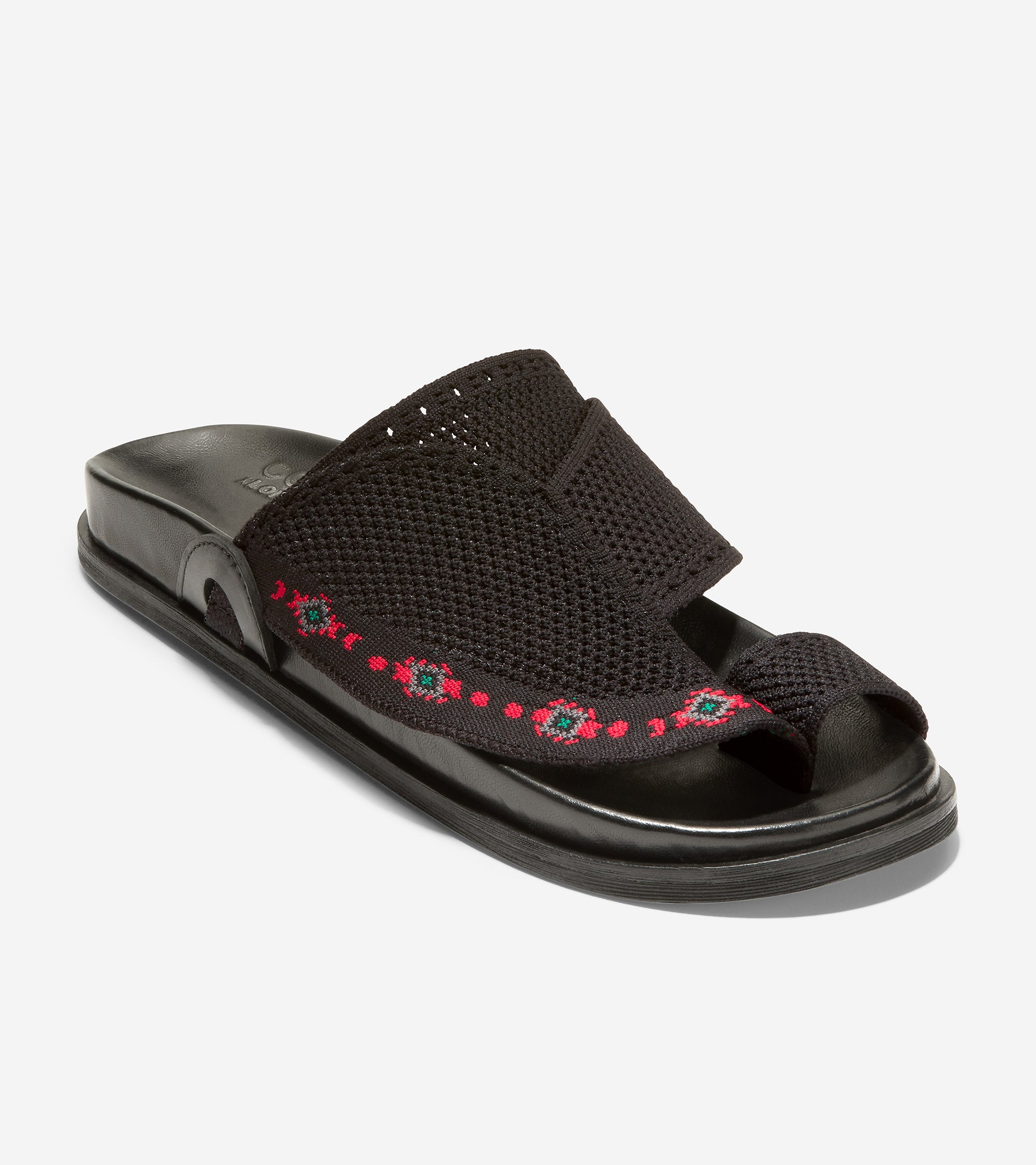 ColeHaan-Feathercraft Toe Strap Sandal -c32493-Black-Red