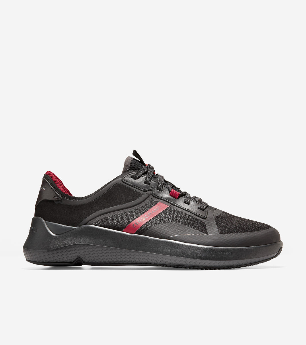 C34451-ZERØGRAND Winner Tennis Sneaker-Black/Rio Red/Gray Pinstripe W/Speckle