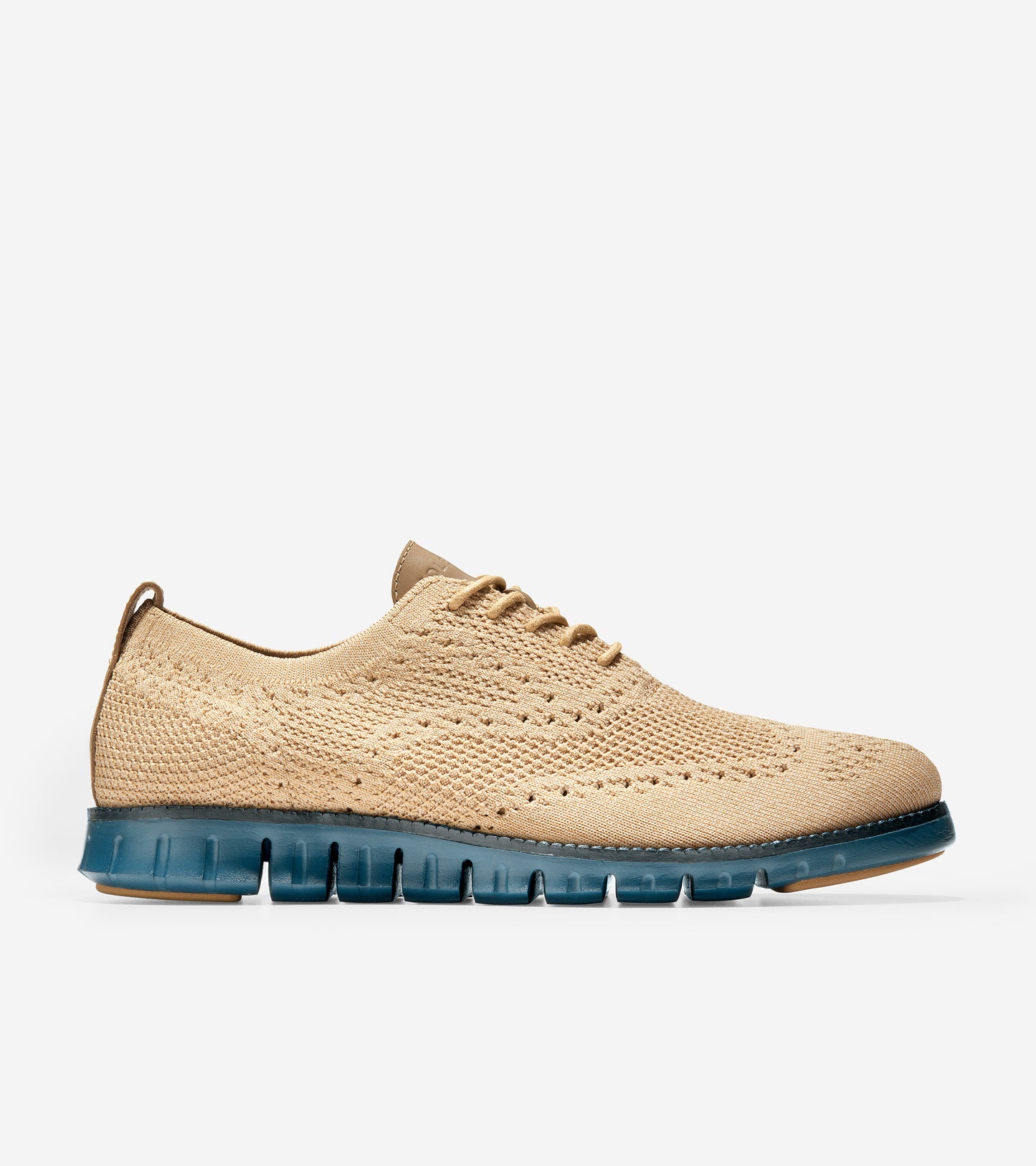 ColeHaan-ZERØGRAND Wingtip Oxford,-c34636-Ch Birch Beige Knit/Dark Denim