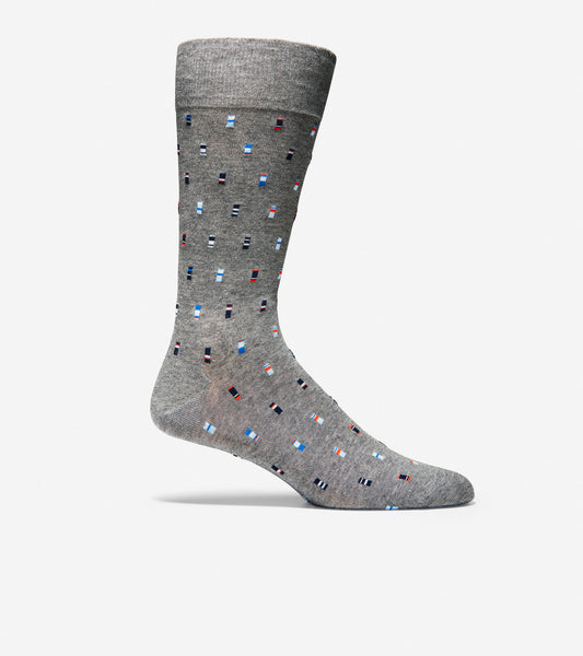ColeHaan-Ribbon Neat Crew Socks-mm2519-Mid Grey Heather