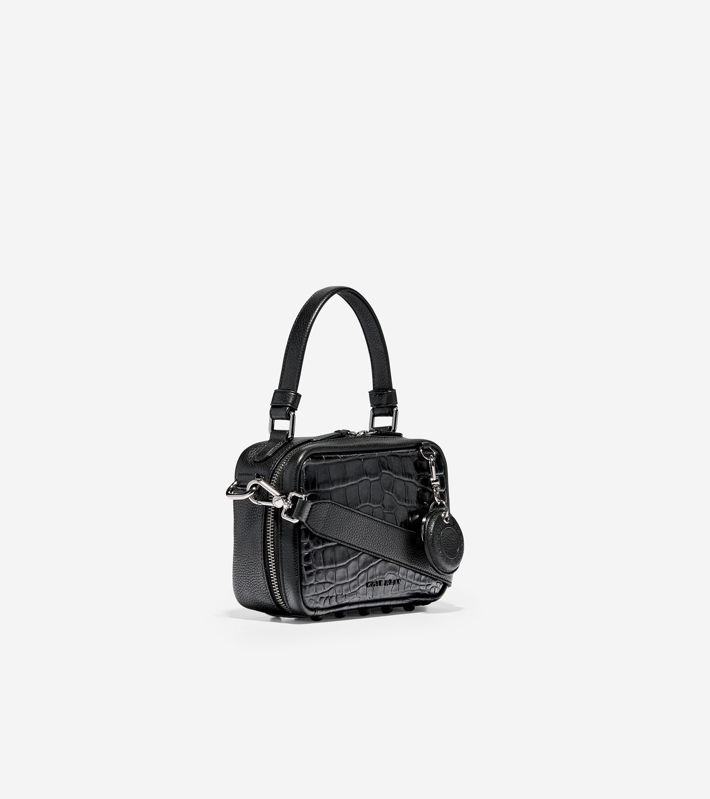 ColeHaan-Mini Boston Bag-u04565-Black Embossed Croc