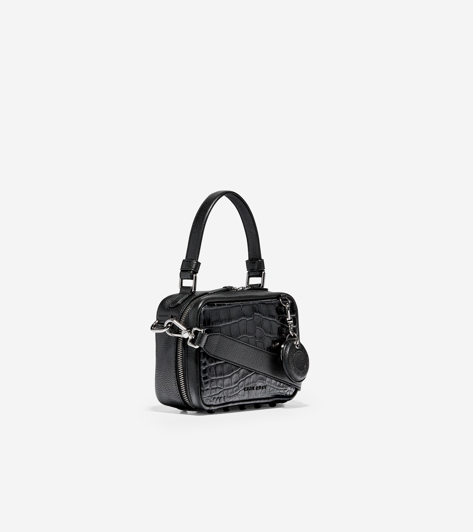 ColeHaan-Mini Boston Bag-u04565-Black Embossed Croc