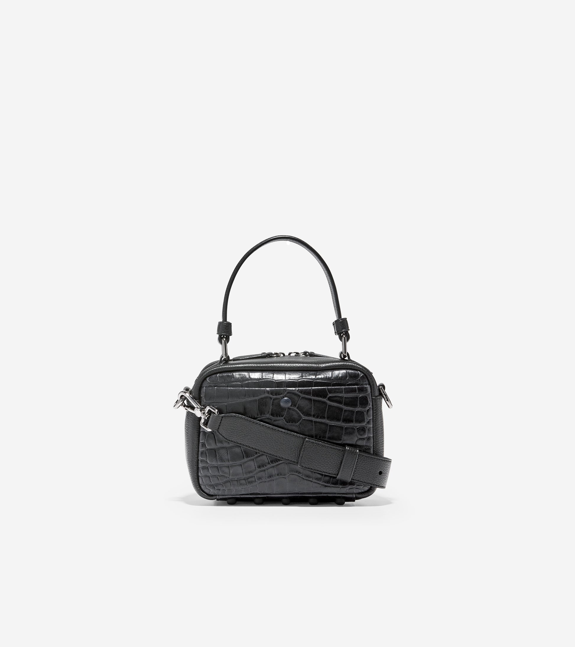 ColeHaan-Mini Boston Bag-u04565-Black Embossed Croc