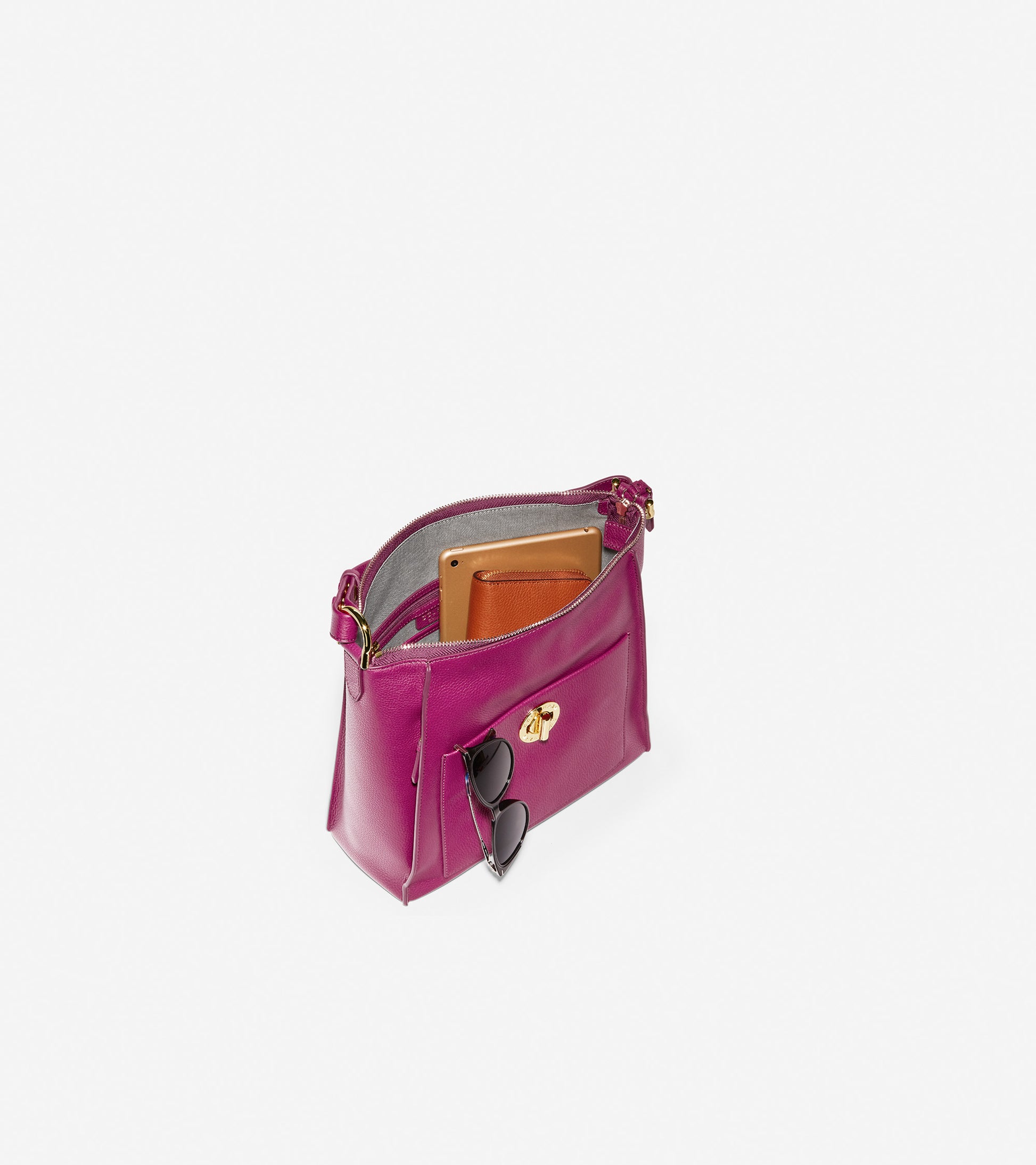 ColeHaan-Small Turnlock Shoulder Bag-u04682-Berry