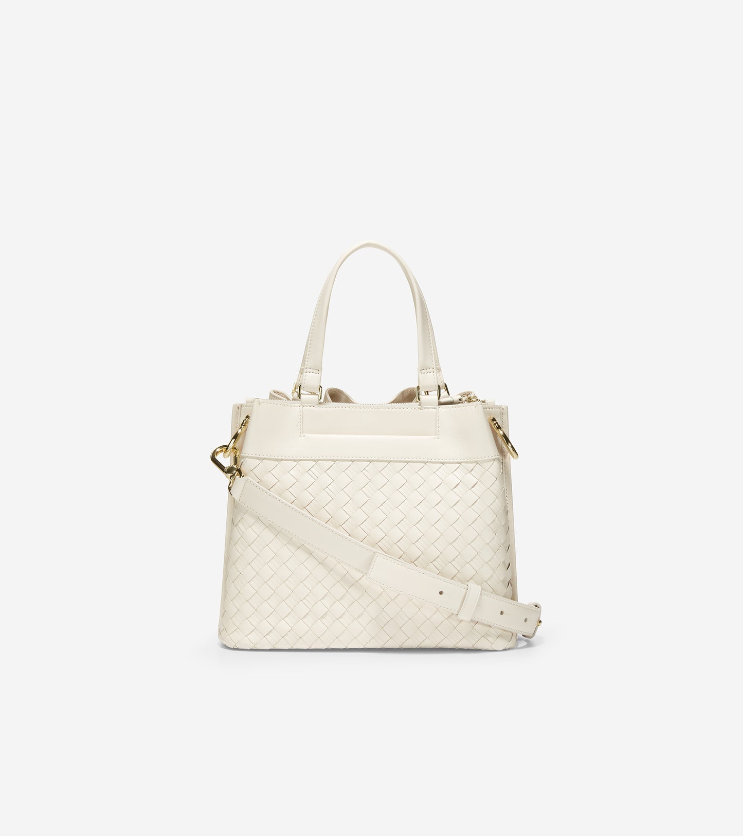 ColeHaan-Woven Leather Small Bucket Bag-u05157-Ivory