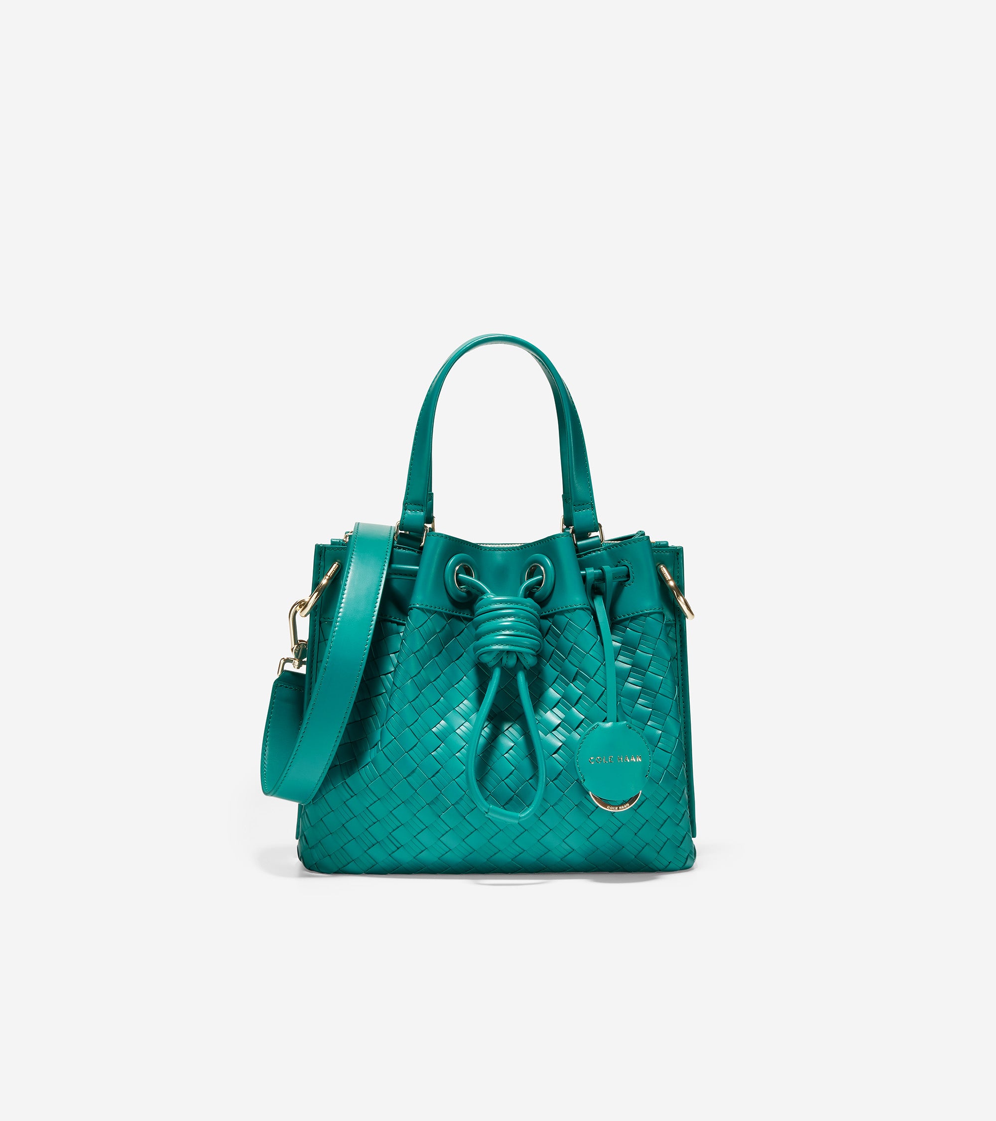 Woven Leather Small Bucket Bag U05159 DEEP LAKE Cole Haan Saudi Arabia