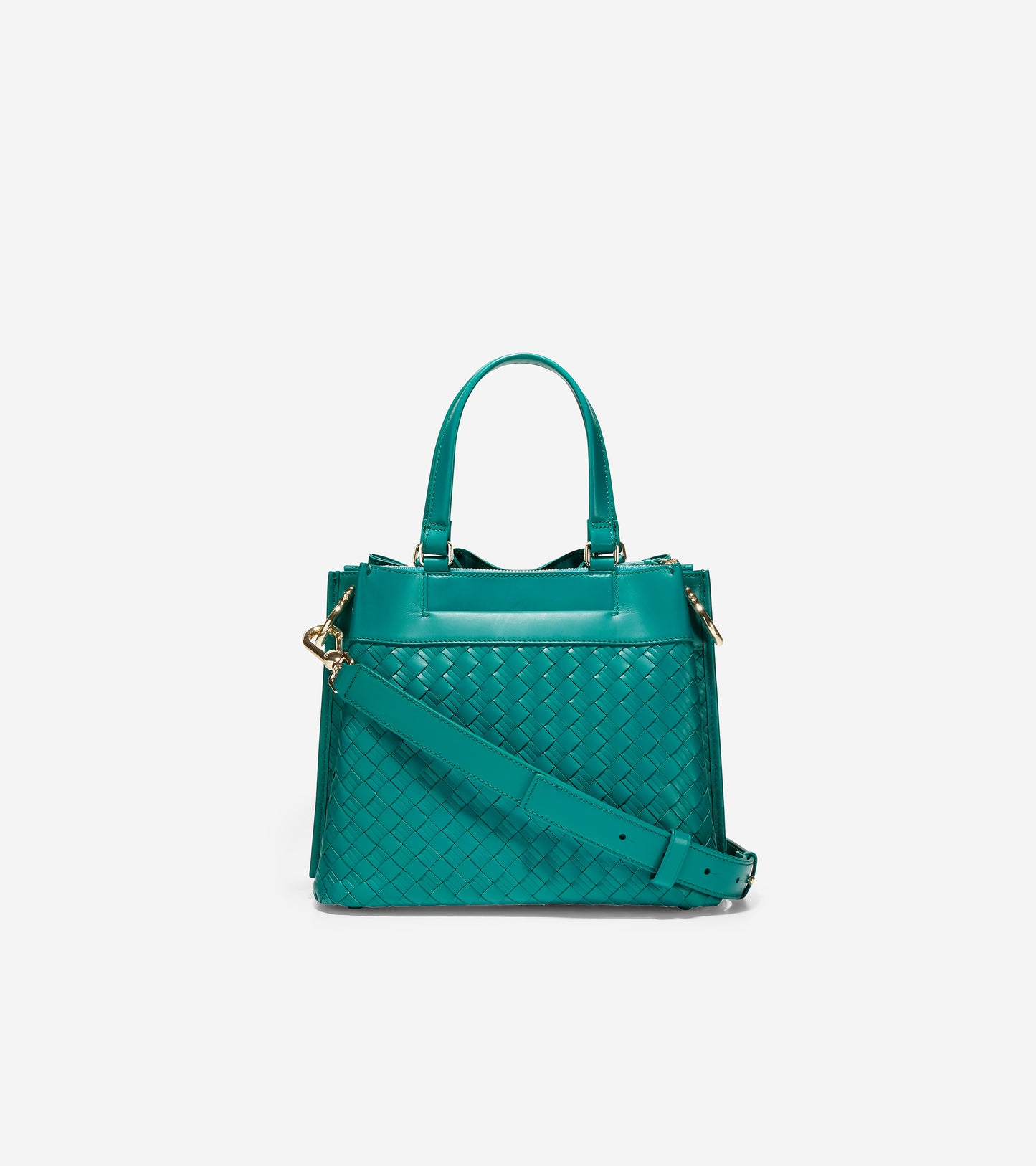 ColeHaan-Woven Leather Small Bucket Bag-u05159-Deep Lake