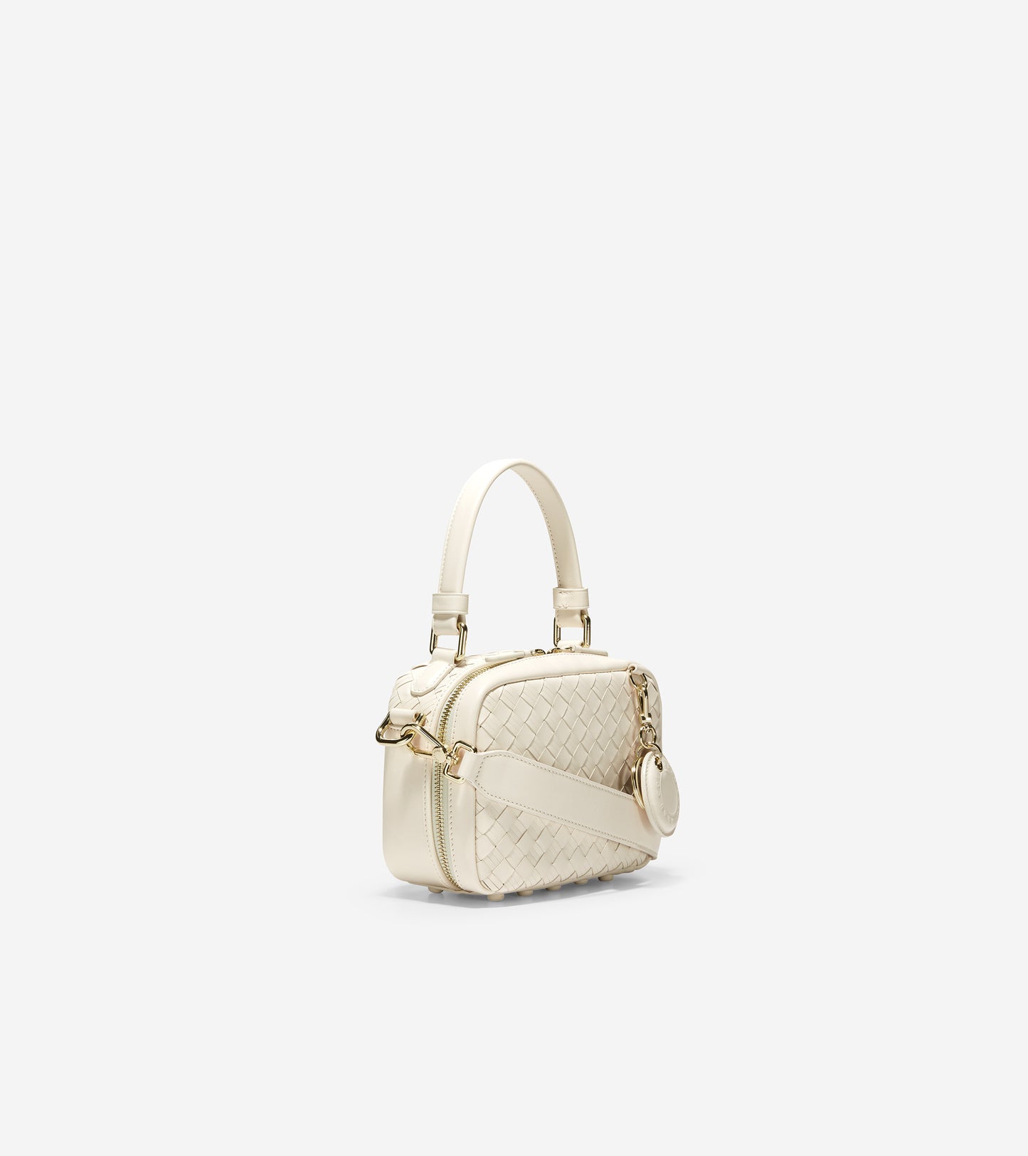 ColeHaan-Woven Leather Mini Boston Bag-u05164-Ivory