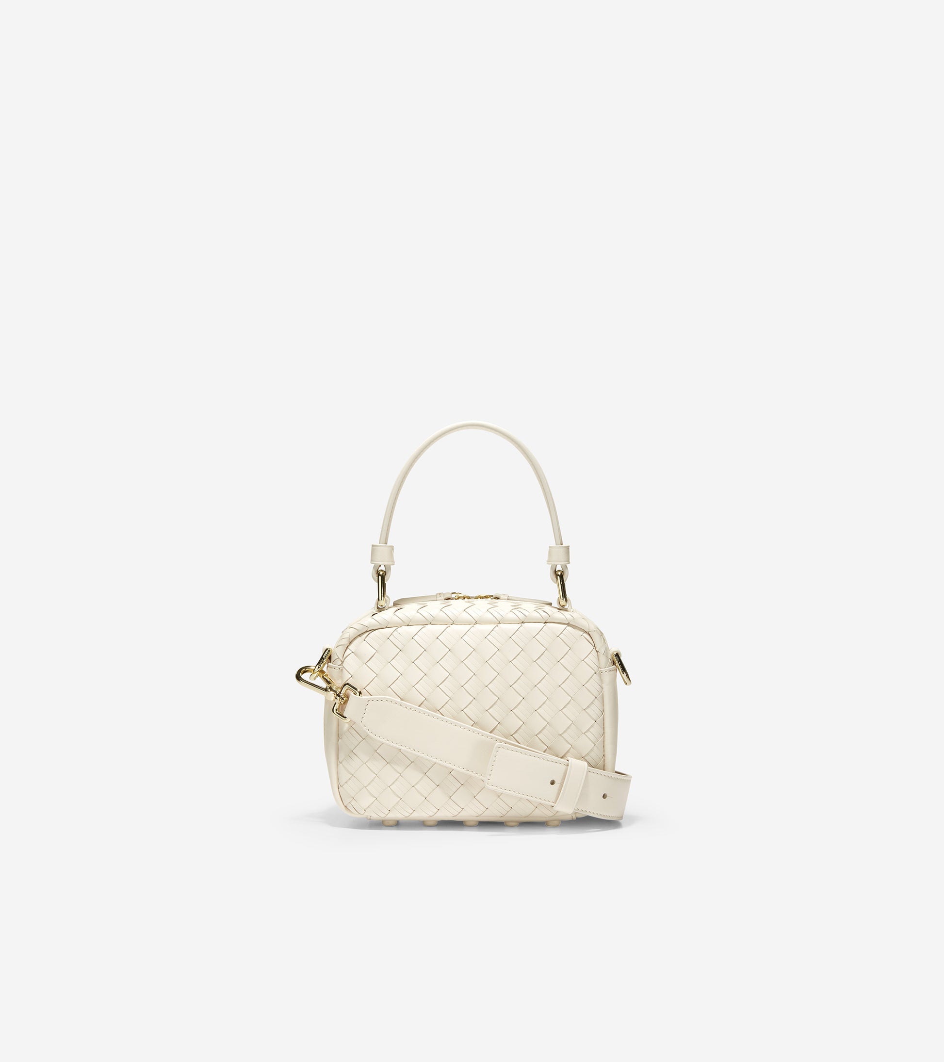 ColeHaan-Woven Leather Mini Boston Bag-u05164-Ivory