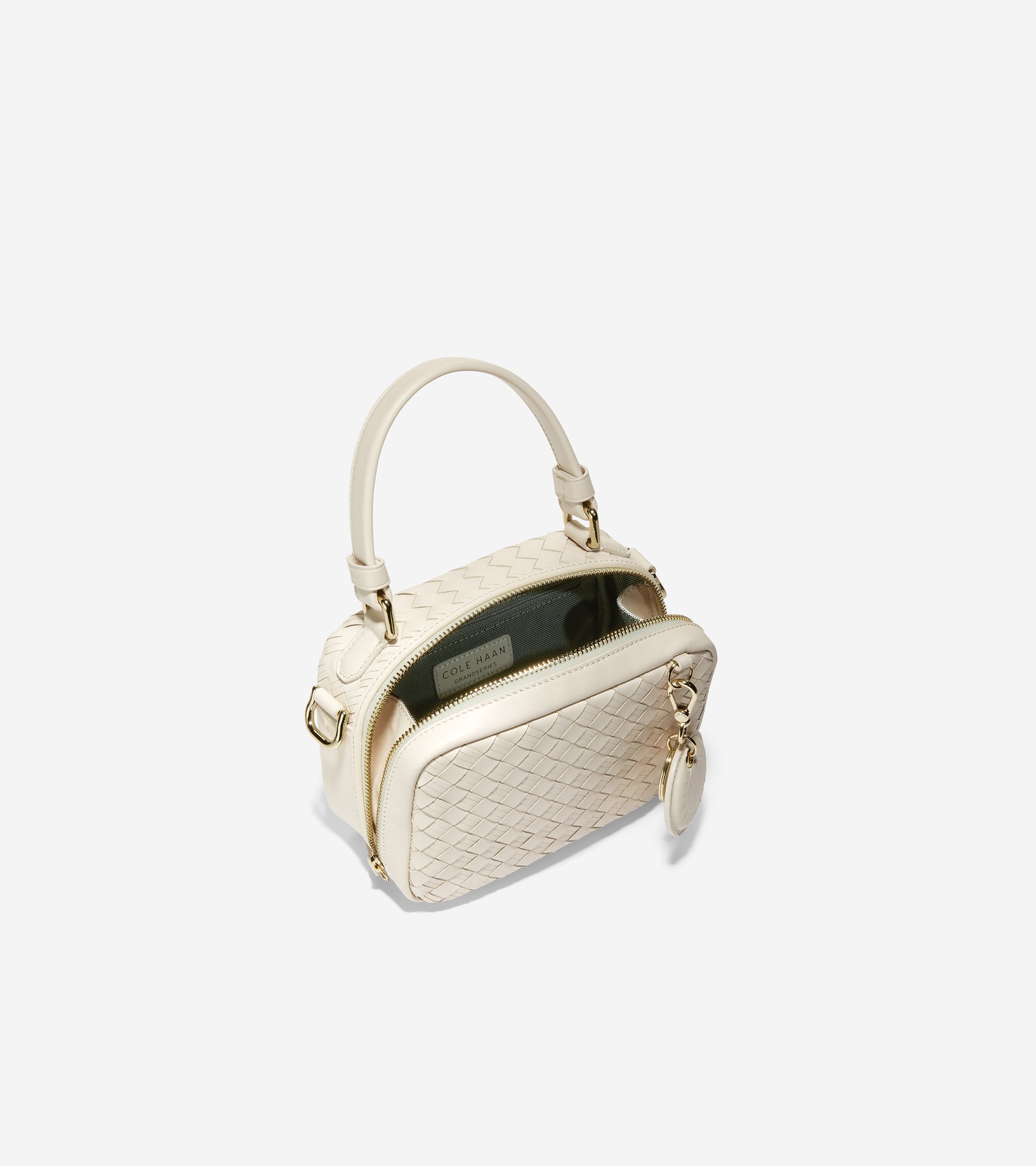 ColeHaan-Woven Leather Mini Boston Bag-u05164-Ivory