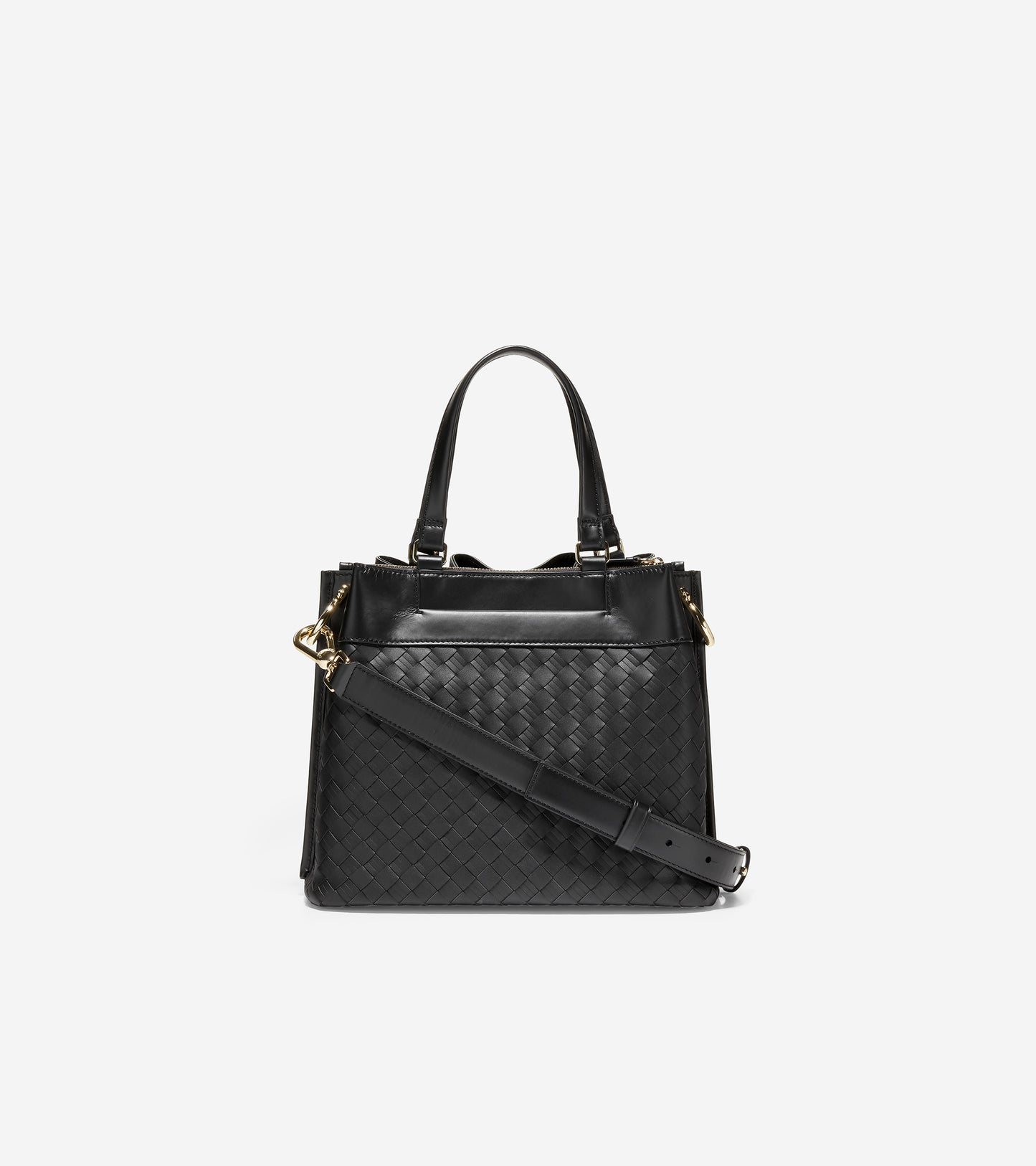 ColeHaan-Woven Leather Small Bucket Bag-u05577-Black