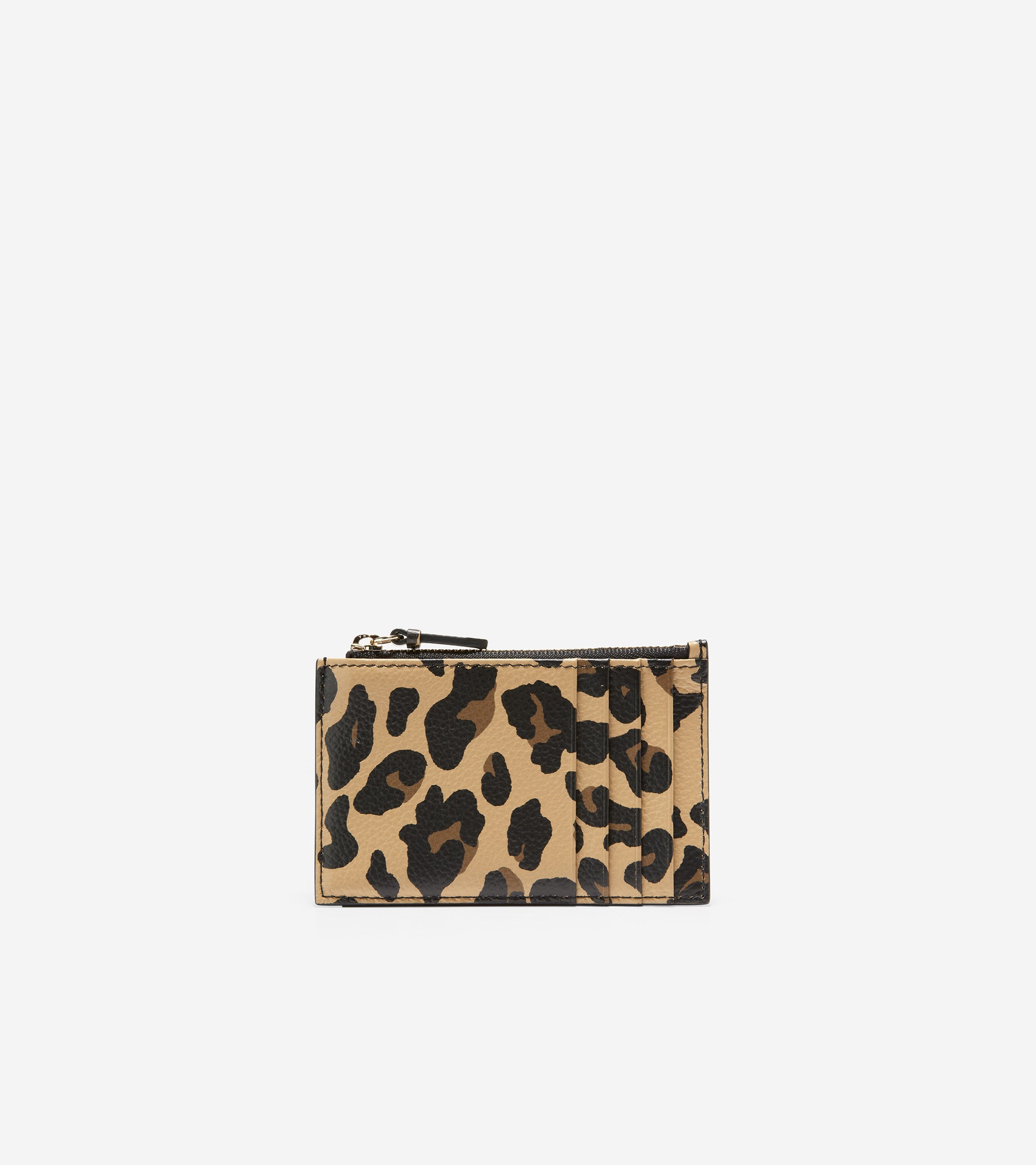 U05891-Card Case With Zip-Leopard Print