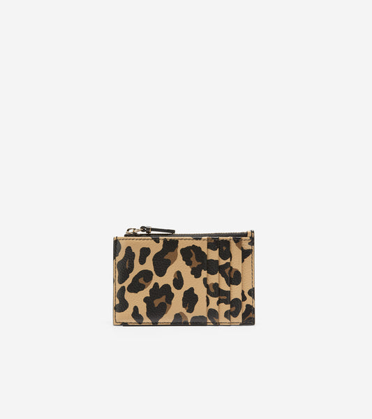 U05891-Card Case With Zip-Leopard Print