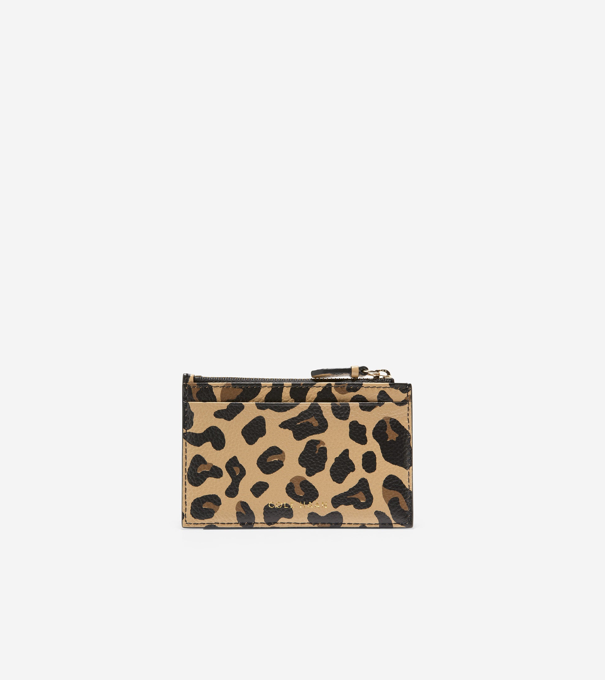 U05891-Card Case With Zip-Leopard Print