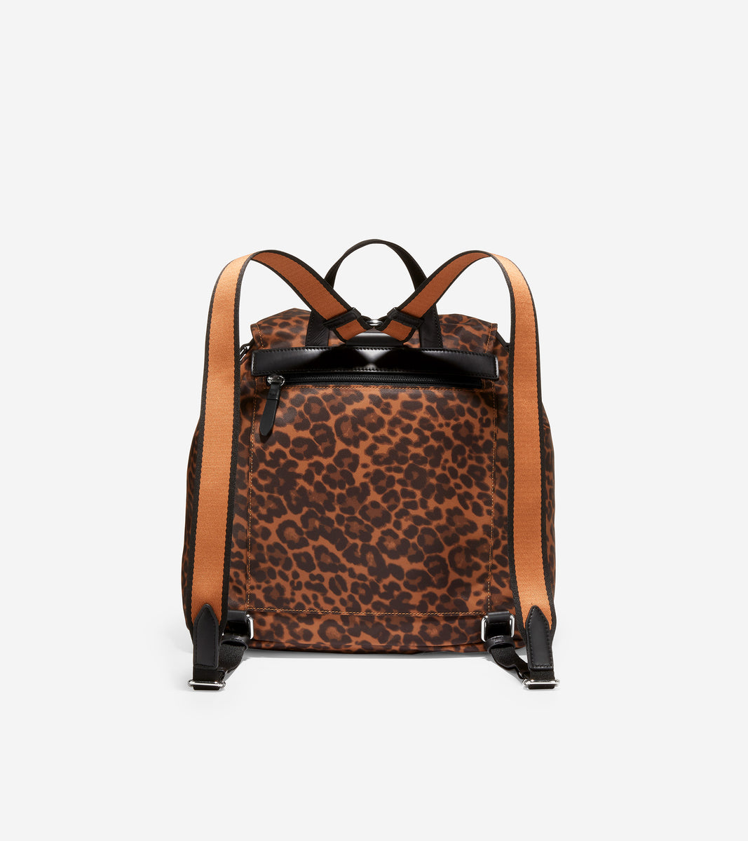 U06058-Nylon Flap Backpack-Leopard Print