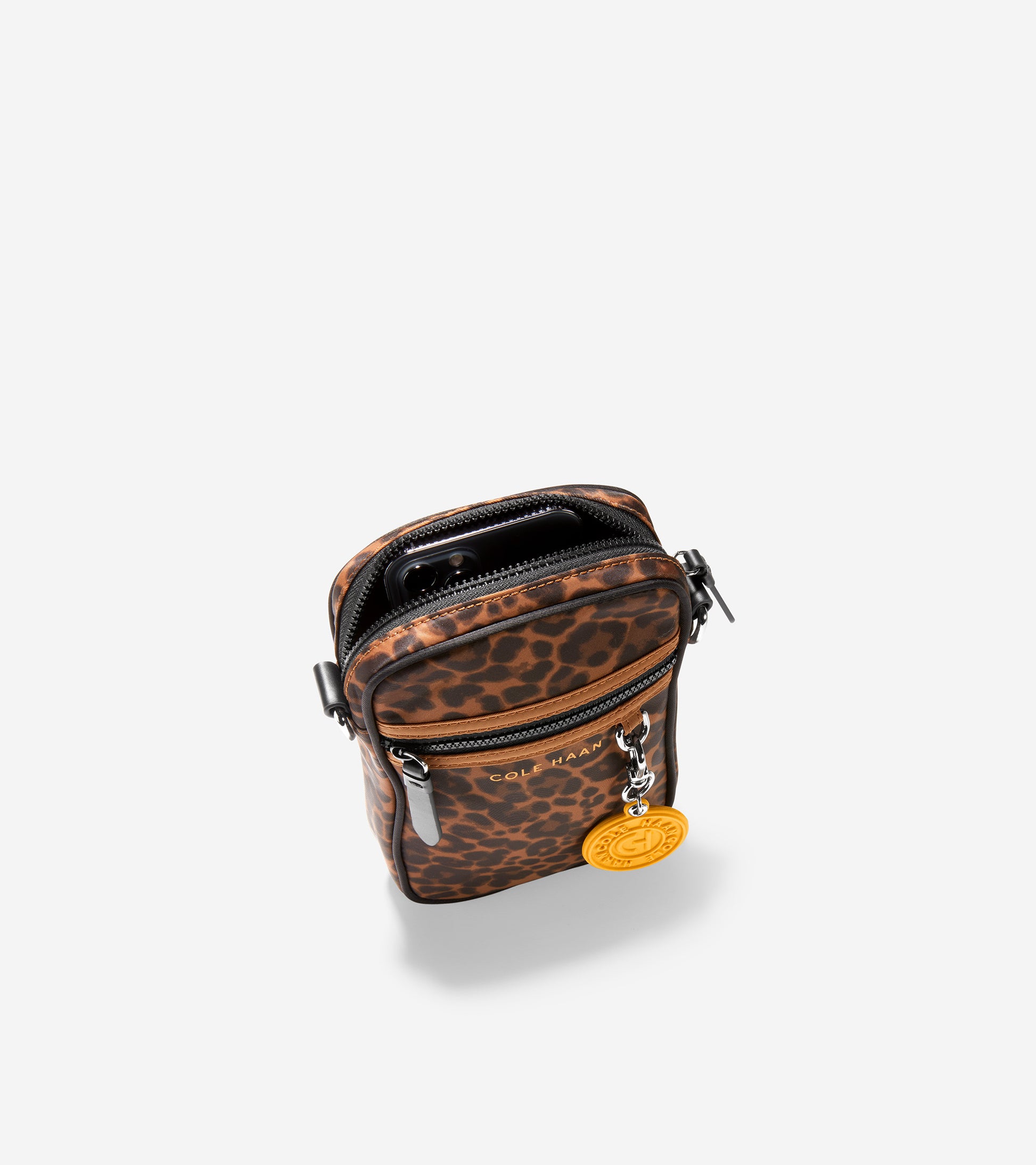 U06069-Nylon Cell Phone Crossbody-Leopard Print
