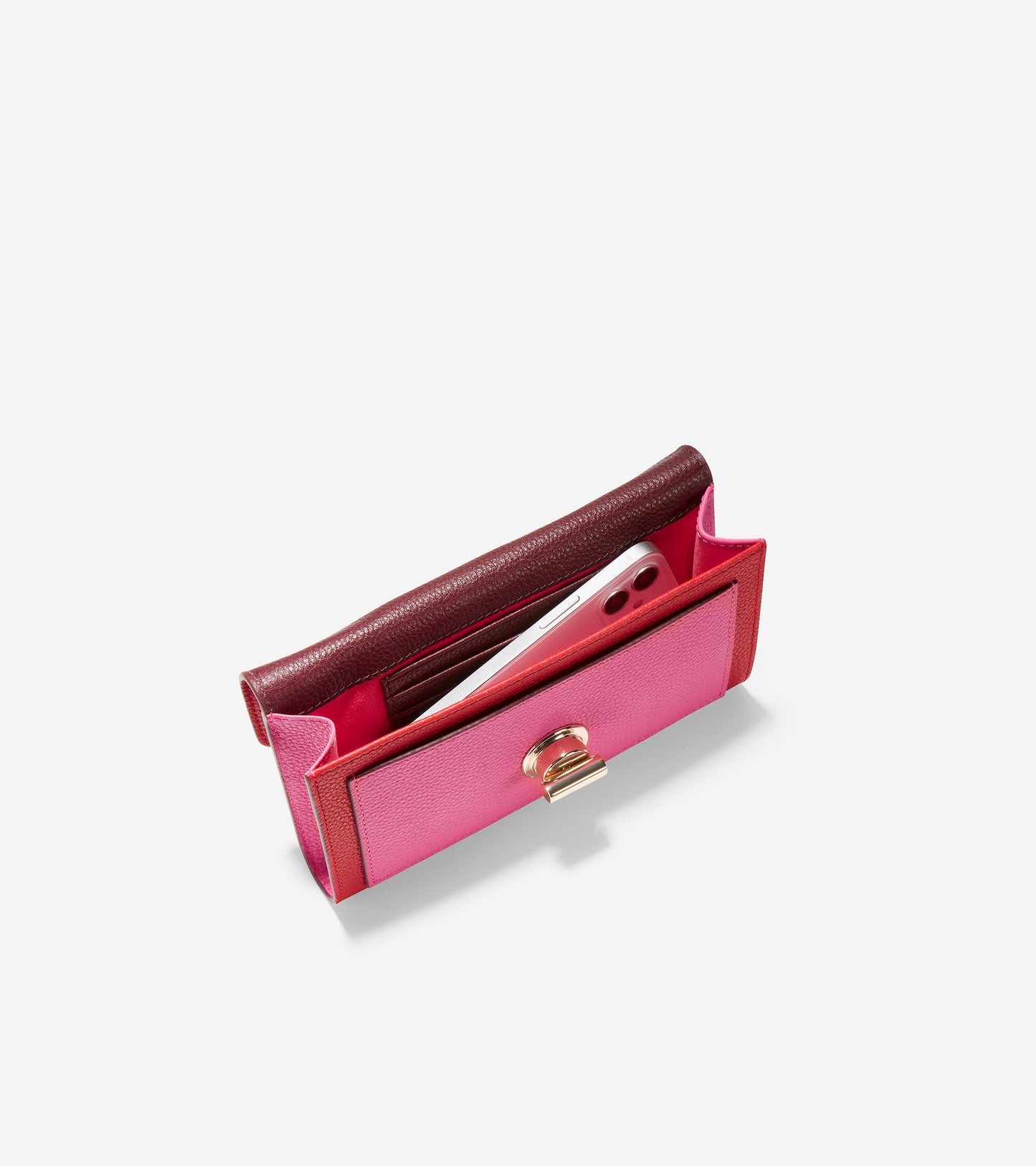 U06079-Turnlock Phone Case with Chain-Red Alert Colorblock