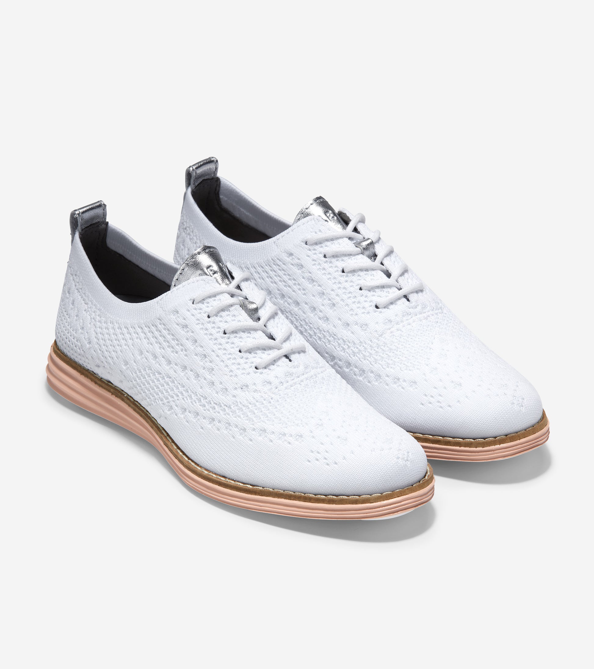 ColeHaan-Originalgrand Stitchlite Wingtip Oxford-w19556-Optic White Stitchlite Knit/Ch Argento/Misty Rose