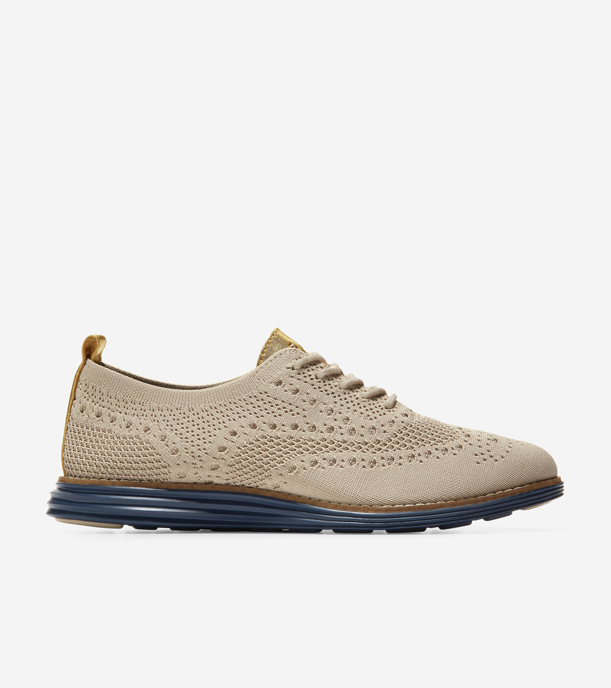 Originalgrand Stitchlite Wingtip Oxford W20874 RYE KNIT LEATHER CH GOLD MARINE BLUE SOLE NATURAL Cole Haan Saudi Arabia