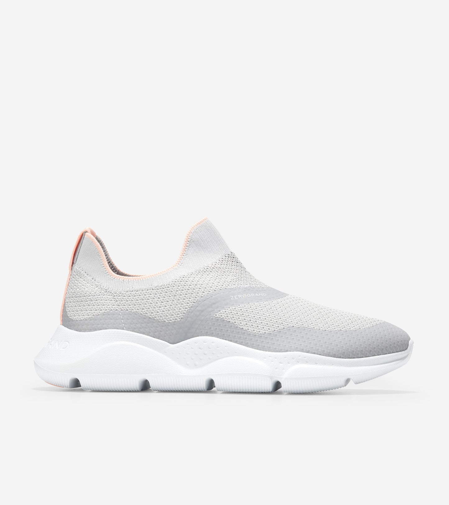 ColeHaan-Zerøgrand Radiant Slip On Sneaker-w21299-Cool Gray Tpu- Cool Gray & White Knit- Trop Peach- Optic White
