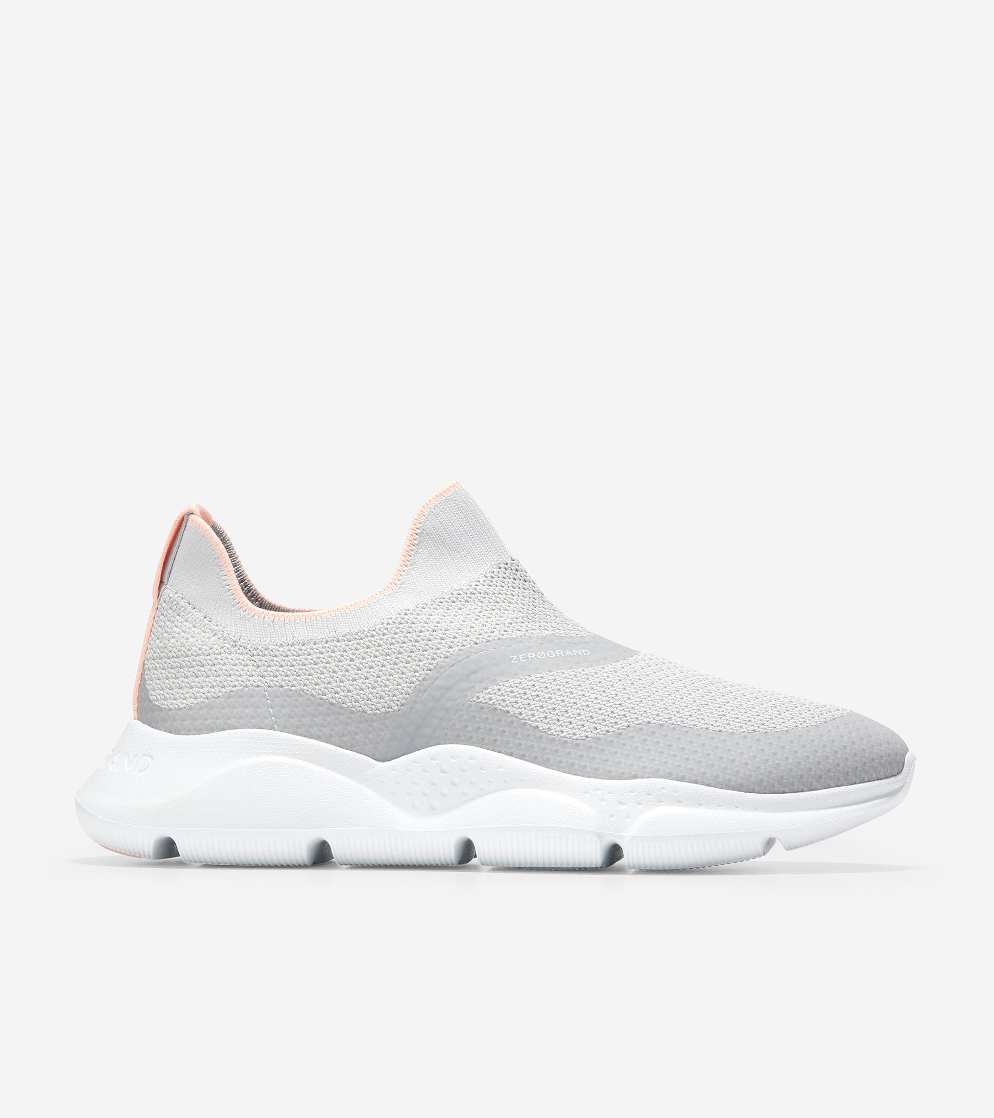 ColeHaan-Zerøgrand Radiant Slip On Sneaker-w21299-Cool Gray Tpu- Cool Gray & White Knit- Trop Peach- Optic White