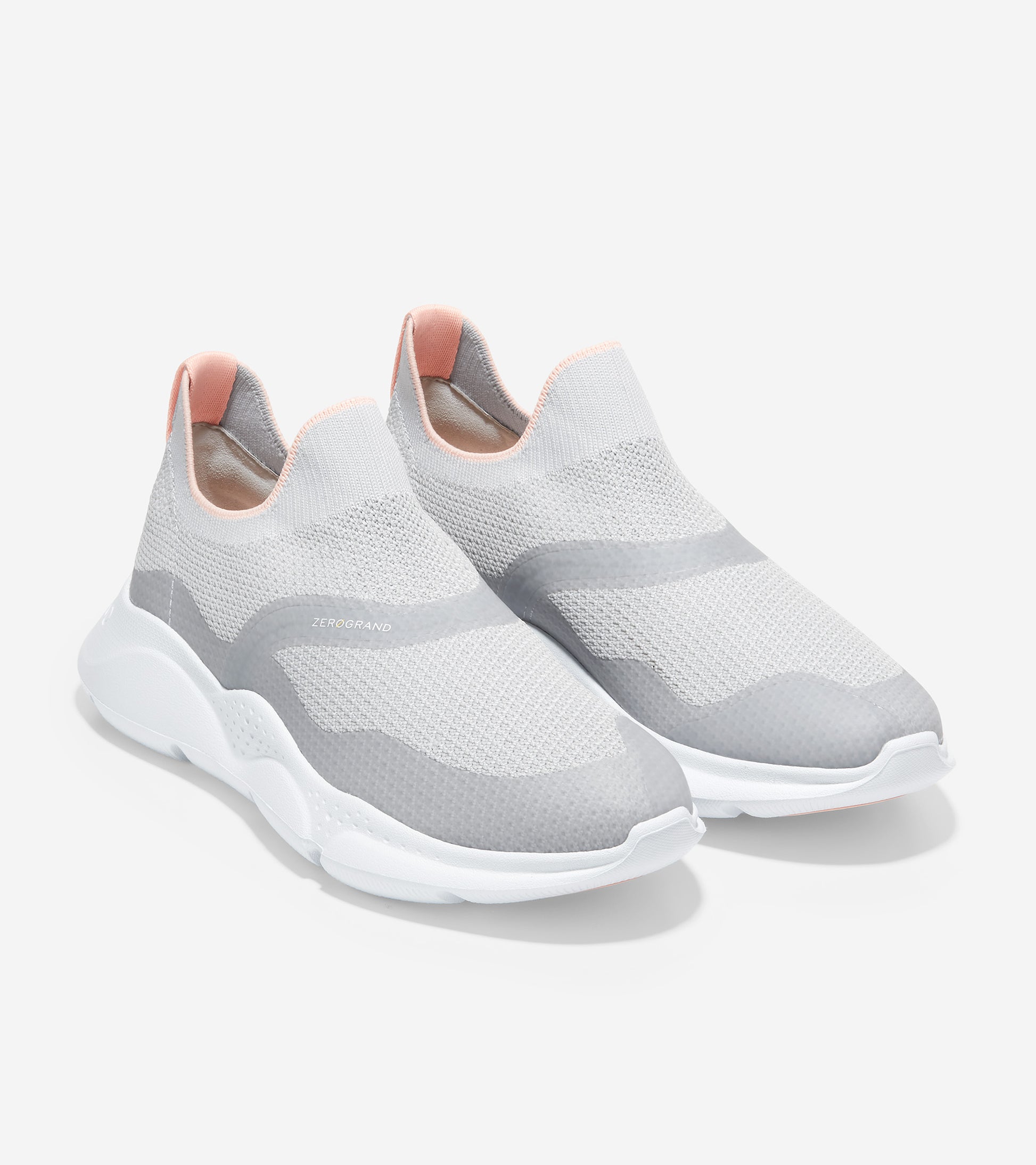 ColeHaan-Zerøgrand Radiant Slip On Sneaker-w21299-Cool Gray Tpu- Cool Gray & White Knit- Trop Peach- Optic White