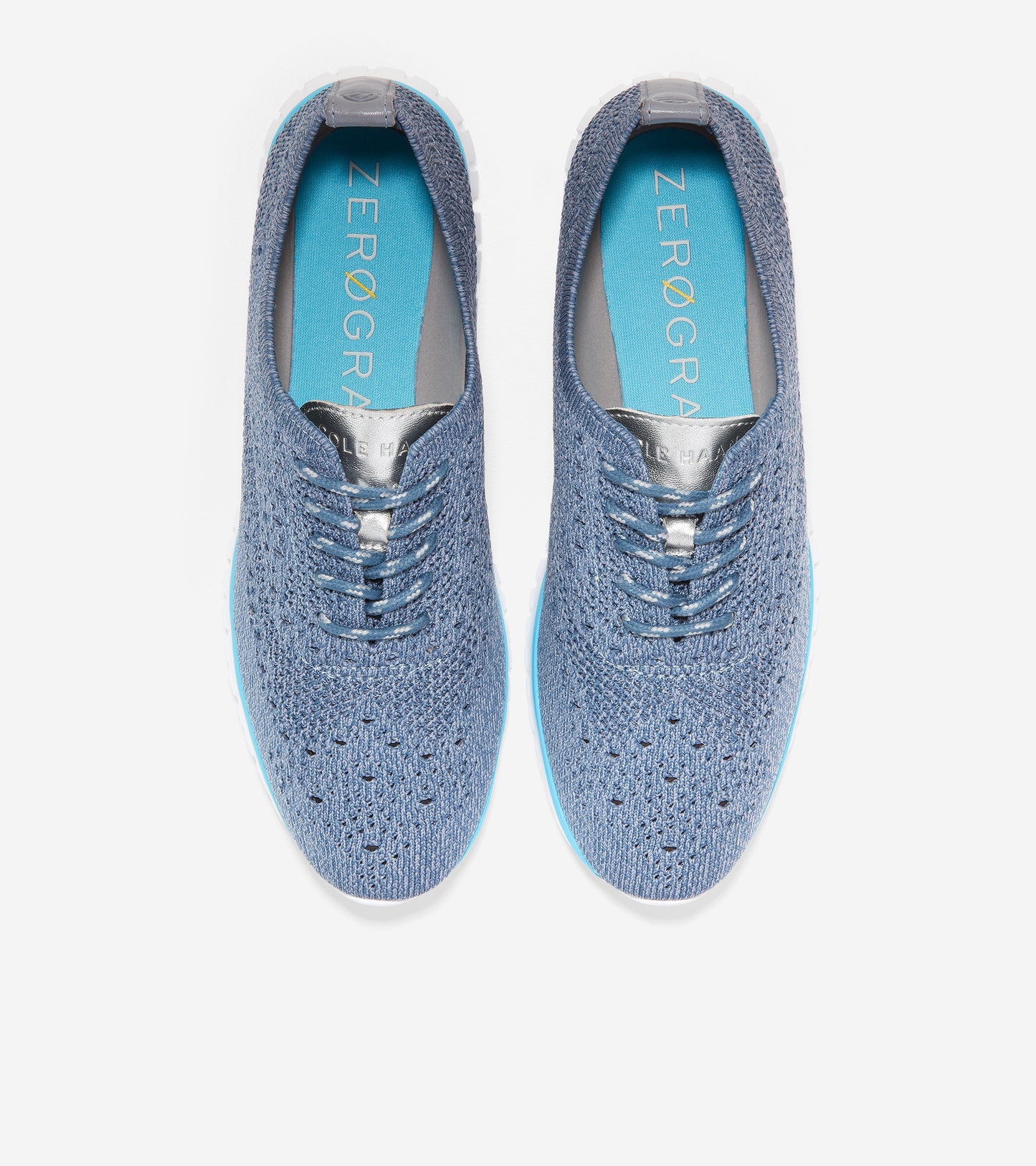 ColeHaan-ZERØGRAND Wingtip Oxford-w22441-Dark Denim & Folkstone Gray Knit / Cyan Blue Paintline / Optic White Midsole
