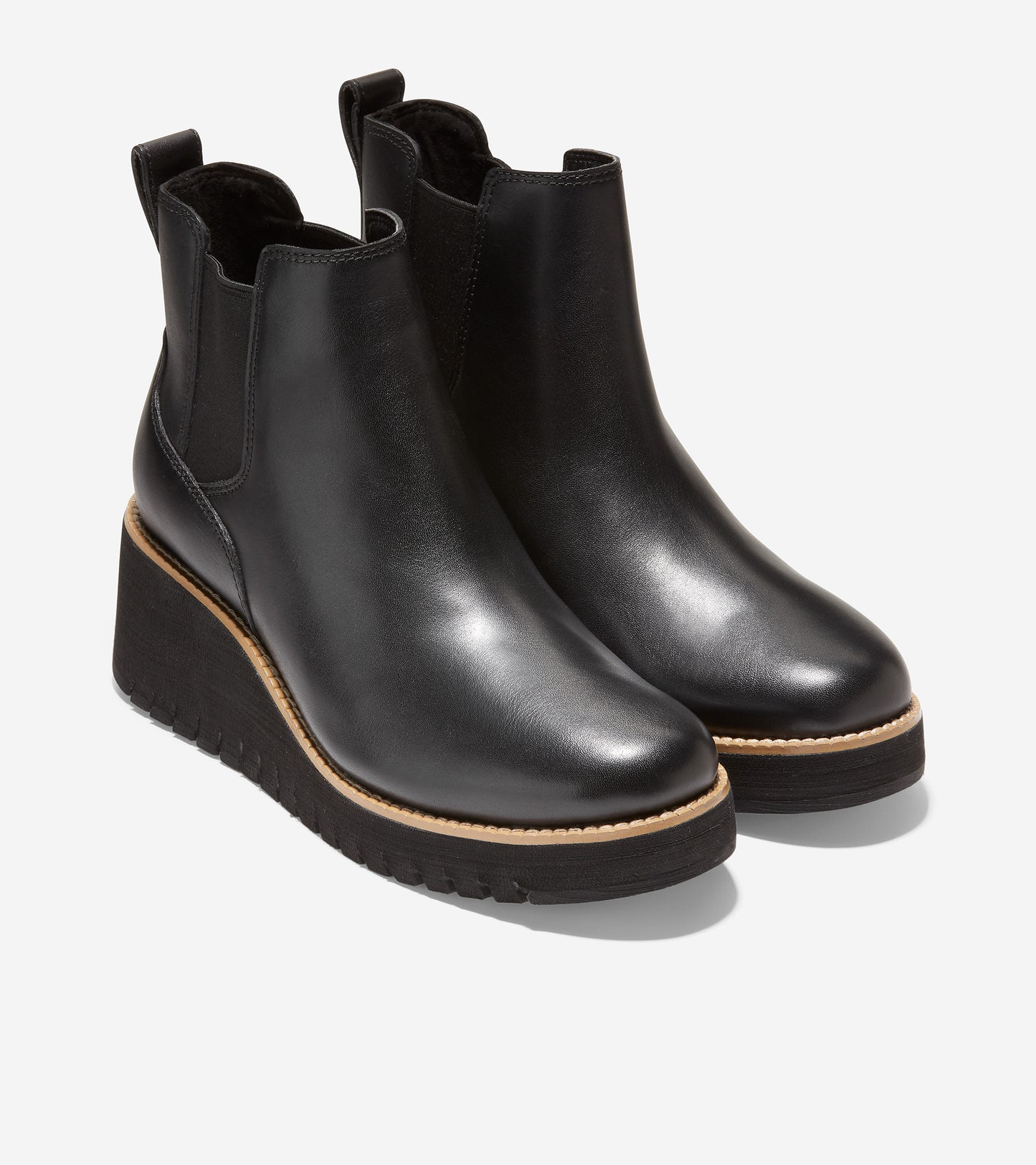 ZERØGRAND City Wedge Chelsea Boot-W22927-Black Leather
