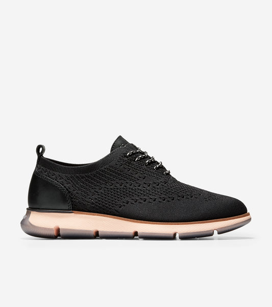 4.ZERØGRAND Oxford-W24066-Black Knit / Black Lth Heel Overlay / Peach Melba Heel Clip / Natural Welt/ Peach Melba Os