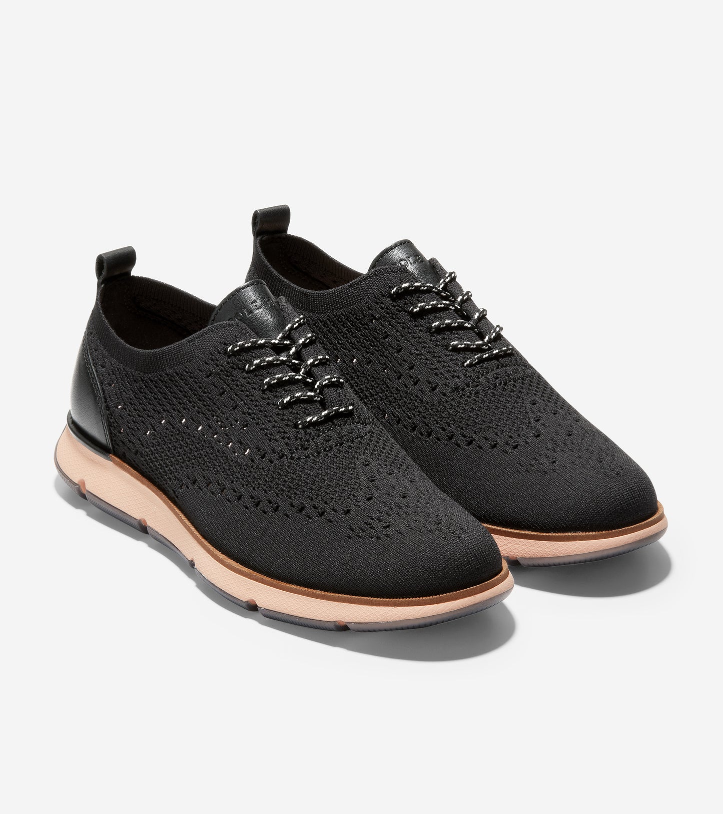 4.ZERØGRAND Oxford-W24066-Black Knit / Black Lth Heel Overlay / Peach Melba Heel Clip / Natural Welt/ Peach Melba Os