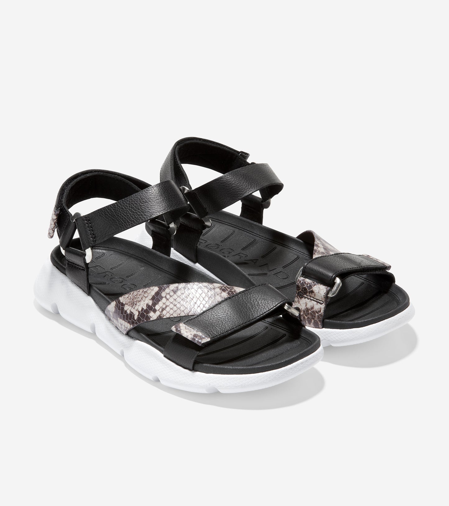 w25966-4.ZERØGRAND Strappy Sandal-Black-Soho Snake Print